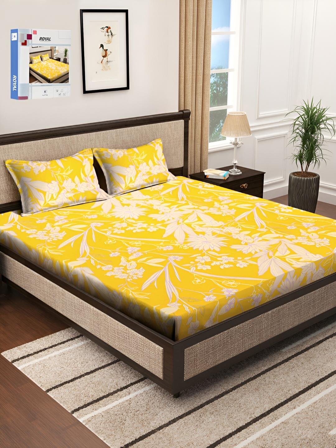 KLOTTHE Yellow & White Floral Printed 300 TC Double King Bedsheet With 2 Pillow Covers
KLOTTHE Yellow & White Floral Printed 300 TC Double King Bedsheet With 2 Pillow Covers