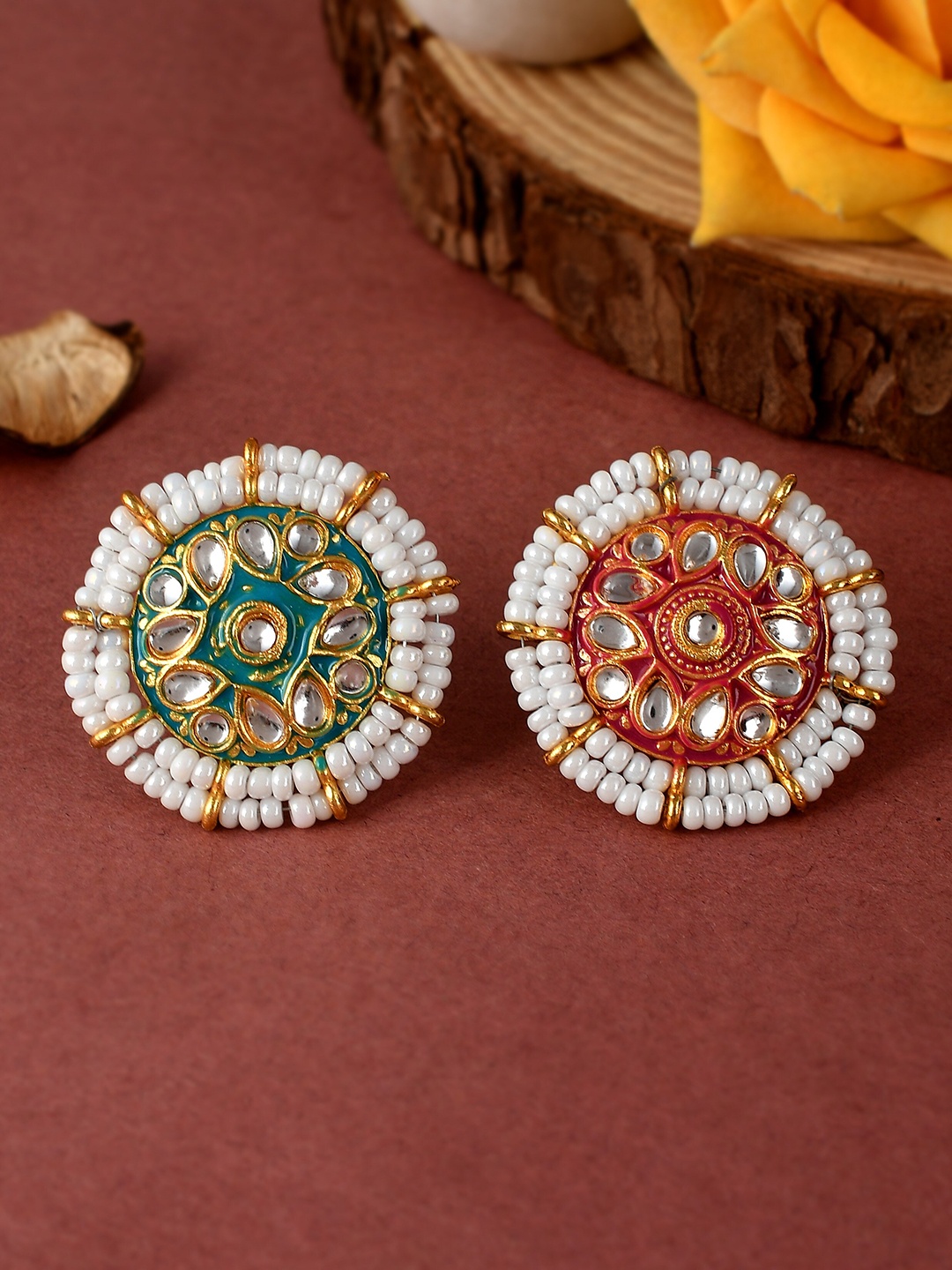 Silvermerc Designs Set Of 2 Gold Plated Meenakari Stones Studded & Beaded Finger Rings
Silvermerc Designs Set Of 2 Gold Plated Meenakari Stones Studded & Beaded Finger Rings