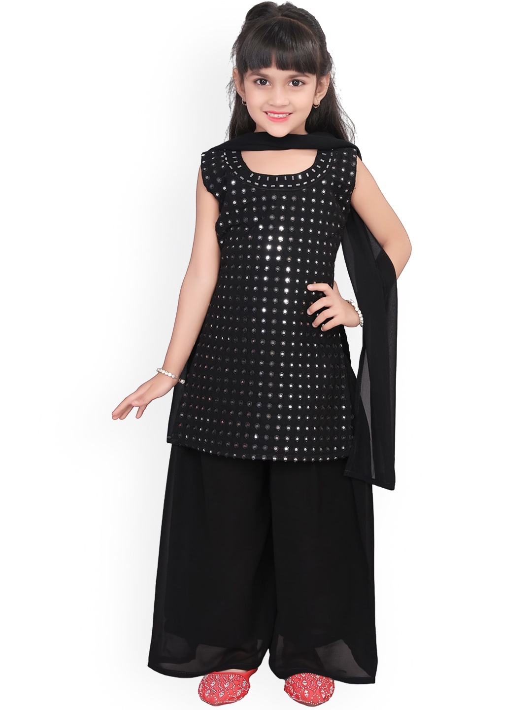 BAESD Girls Ethnic Motifs Embroidered Straight Mirror Work Kurta With Palazzos & Dupatta, Black
BAESD Girls Ethnic Motifs Embroidered Straight Mirror Work Kurta With Palazzos & Dupatta, Black