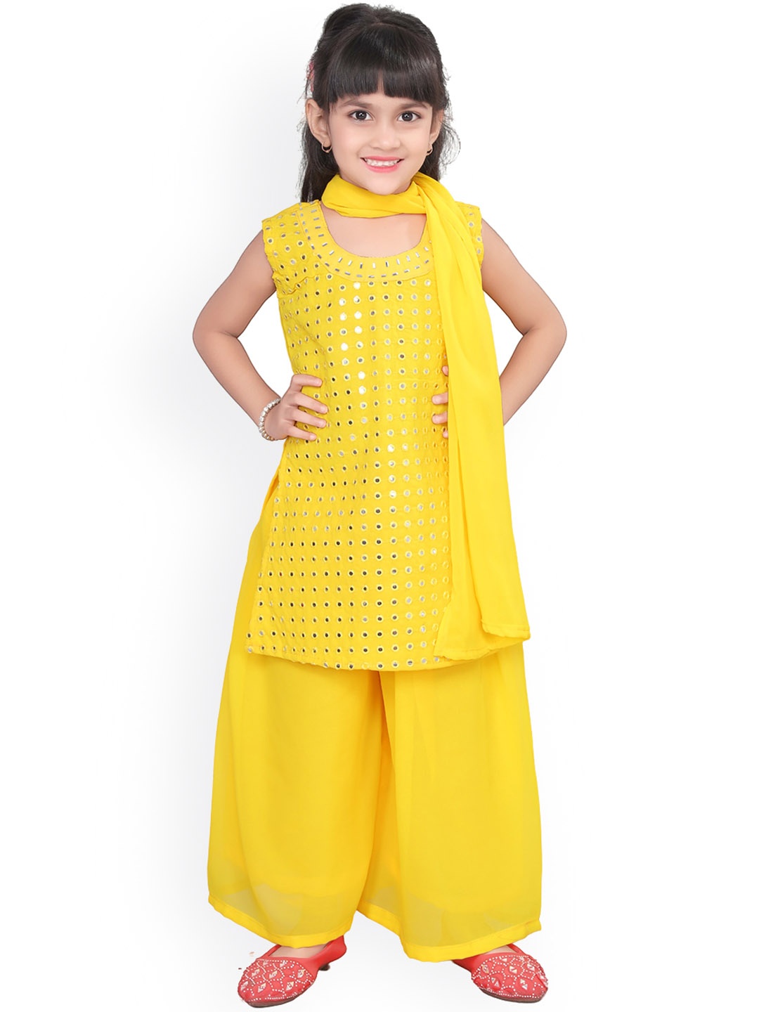 BAESD Girls Ethnic Motifs Mirror Work Georgette Straight Kurti with Palazzo & Dupatta, Yellow
BAESD Girls Ethnic Motifs Mirror Work Georgette Straight Kurti with Palazzo & Dupatta, Yellow