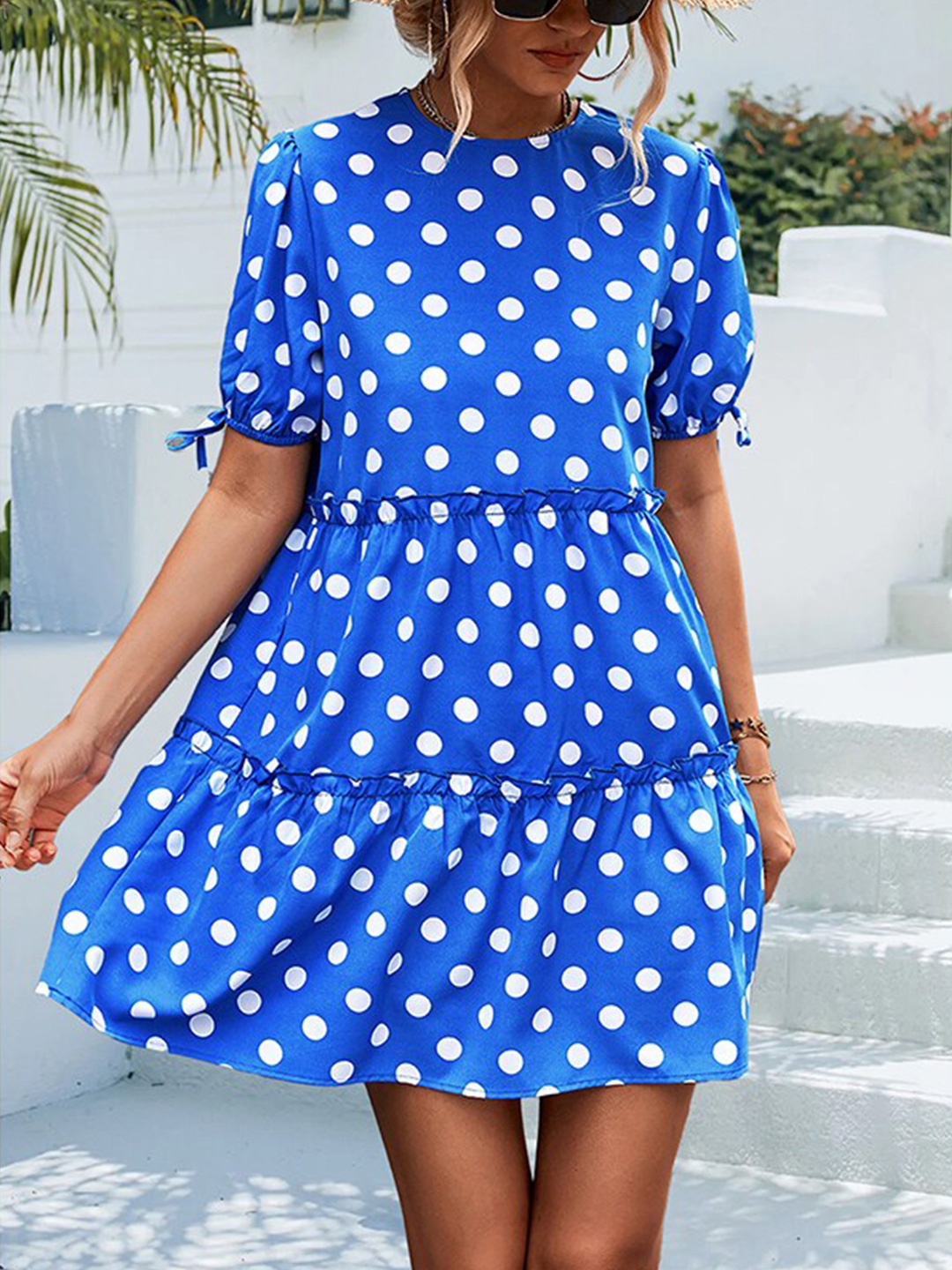 StyleCast x Revolte Blue Polka Dot Printed Puff Sleeves Tiered Fit & Flare Mini Dress
StyleCast x Revolte Blue Polka Dot Printed Puff Sleeves Tiered Fit & Flare Mini Dress
