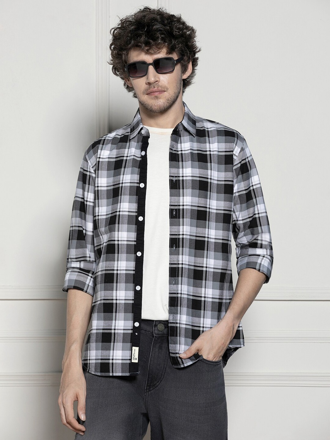 Dennis Lingo Tartan Checked Spread Collar Long Sleeves Cotton Casual Shirt, Black
Dennis Lingo Tartan Checked Spread Collar Long Sleeves Cotton Casual Shirt, Black