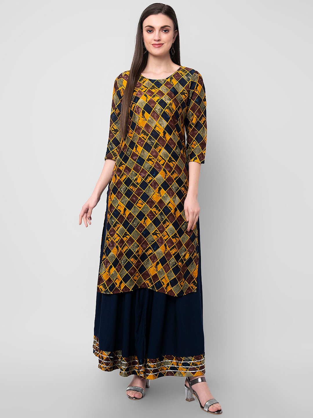Sanganeri Kurti Geometric Printed Round Neck Three-Quarter Sleeves Straight Kurta Set, Blue
Sanganeri Kurti Geometric Printed Round Neck Three-Quarter Sleeves Straight Kurta Set, Blue