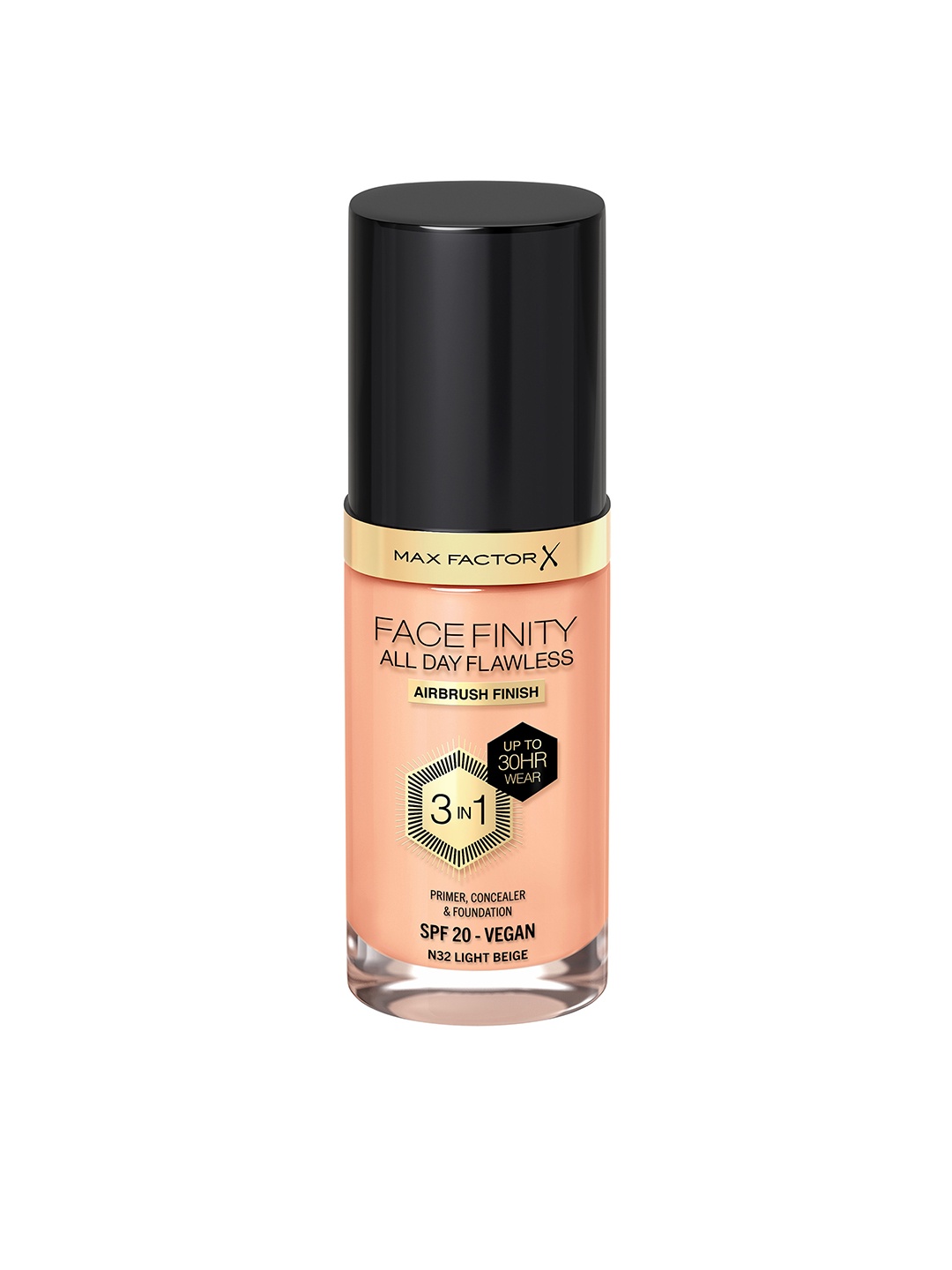 Max Factor Facefinity SPF20 All Day Flawless 3-In-1 Foundation 30ml - Light Beige N32
Max Factor Facefinity SPF20 All Day Flawless 3-In-1 Foundation 30ml - Light Beige N32