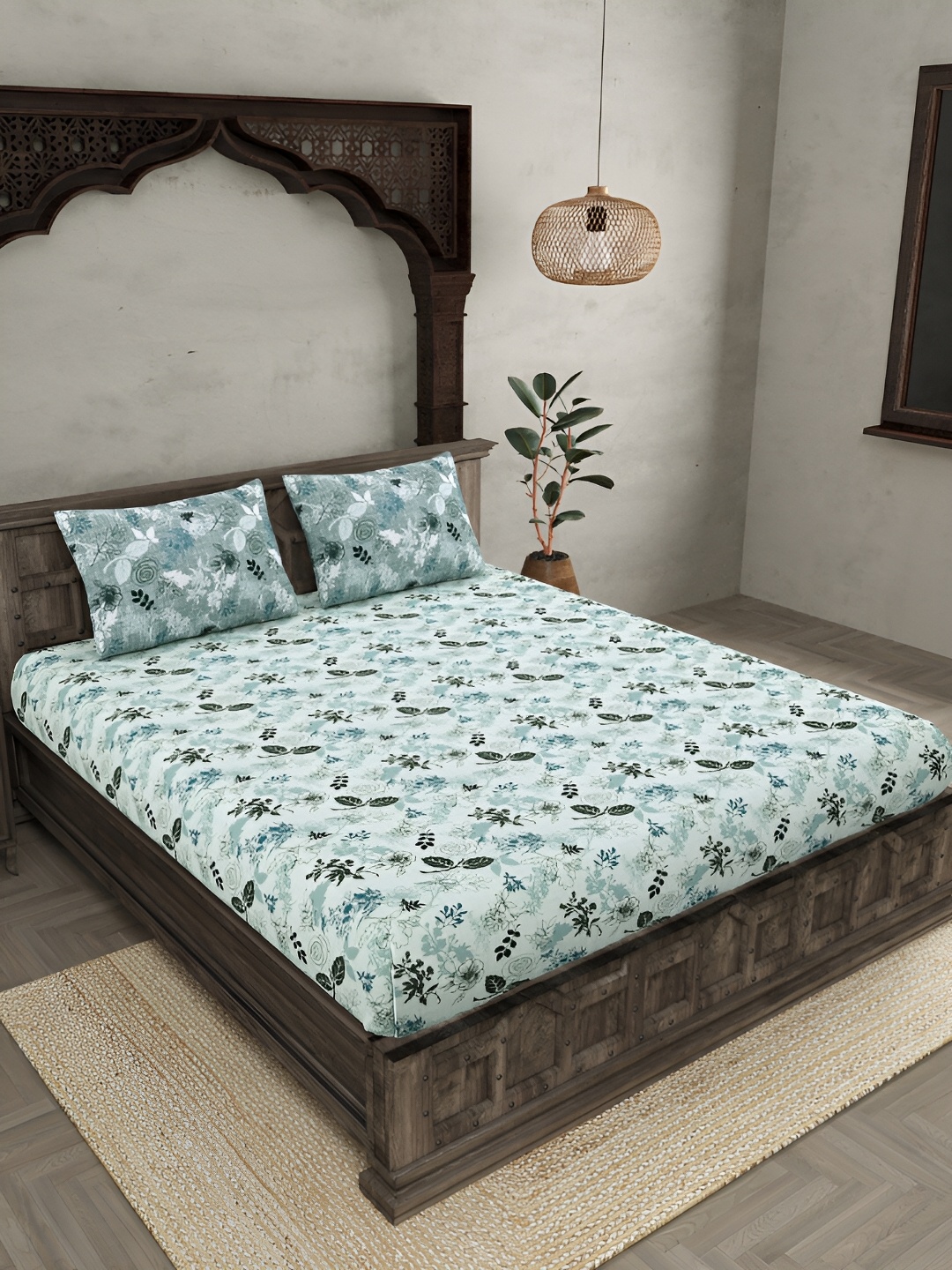 JAIPUR FABRIC Green & Blue Floral Cotton 300 TC King Bedsheet with 2 Pillow Covers
JAIPUR FABRIC Green & Blue Floral Cotton 300 TC King Bedsheet with 2 Pillow Covers