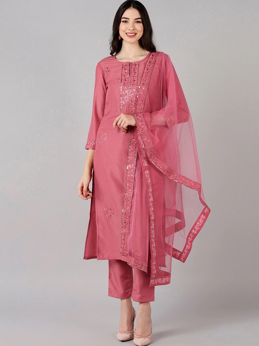 AHIKA Ethnic Motifs Embroidered Regular Thread Work Kurta with Trousers & Dupatta, Rose
AHIKA Ethnic Motifs Embroidered Regular Thread Work Kurta with Trousers & Dupatta, Rose