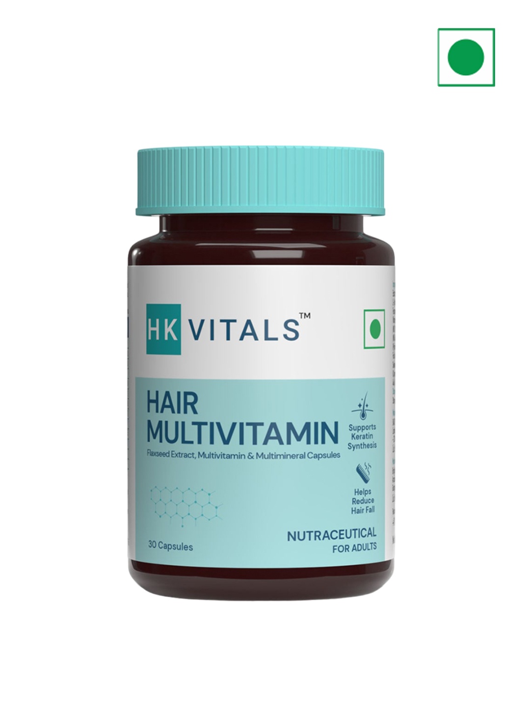 HK VITALS Hair Multivitamin Capsules with Flaxseed & Multiminerals - 30 Capsules, White
HK VITALS Hair Multivitamin Capsules with Flaxseed & Multiminerals - 30 Capsules, White