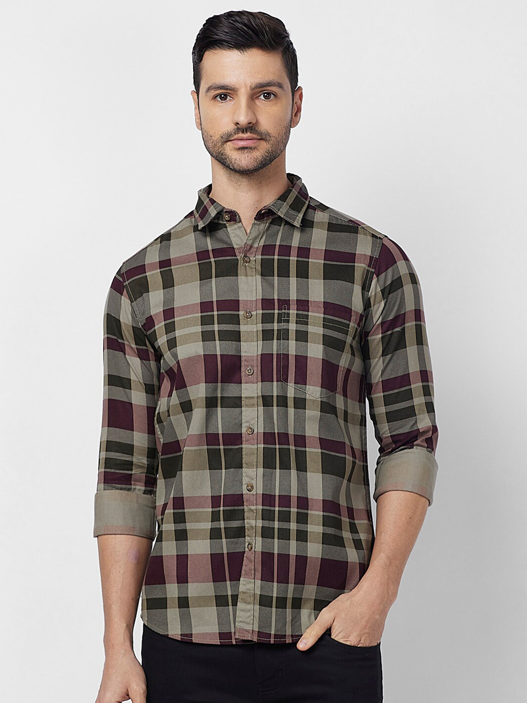 SNX Tailored Fit Tartan Checked Spread Collar Cotton Casual Shirt, Maroon
SNX Tailored Fit Tartan Checked Spread Collar Cotton Casual Shirt, Maroon