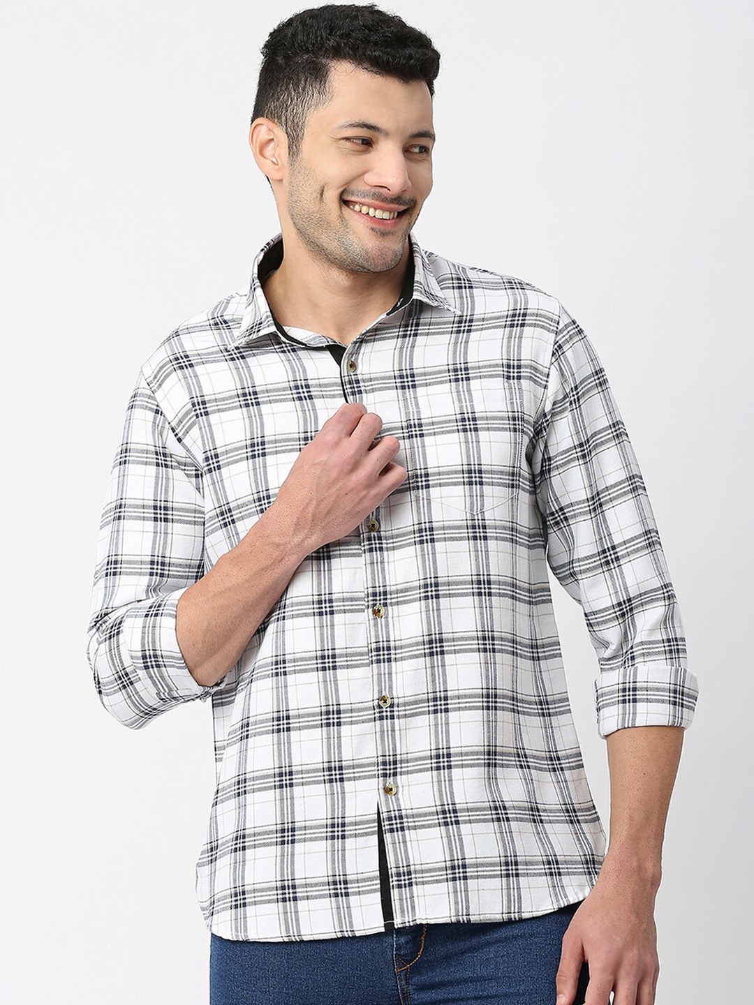 SNX Tailored Fit Tartan Checks Long Sleeves Spread Collar Opaque Checked Casual Shirt, White
SNX Tailored Fit Tartan Checks Long Sleeves Spread Collar Opaque Checked Casual Shirt, White