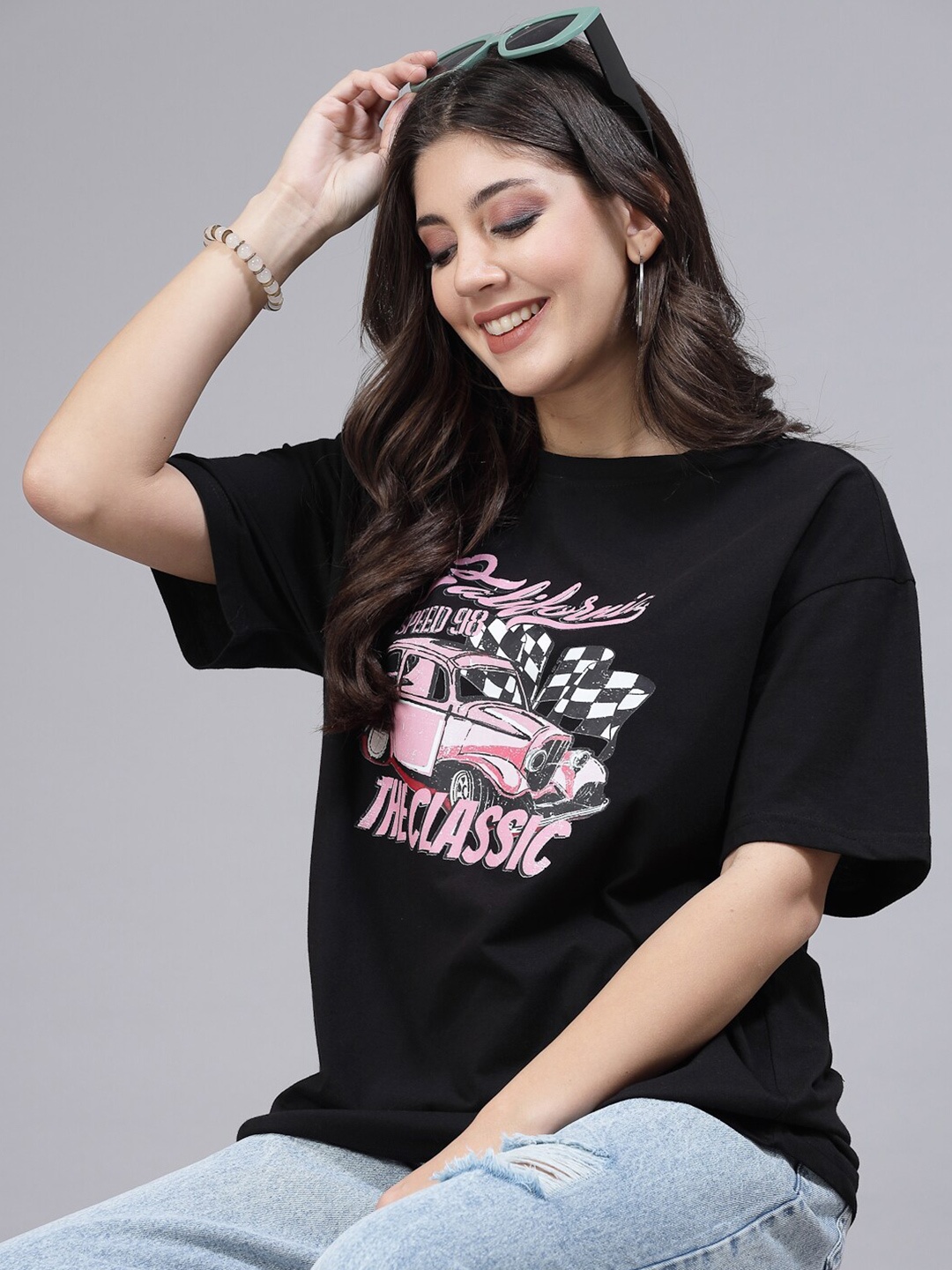 Popster Round Neck Drop-Shoulder Sleeves Graphic Printed Cotton Oversized T-shirt, Black
Popster Round Neck Drop-Shoulder Sleeves Graphic Printed Cotton Oversized T-shirt, Black