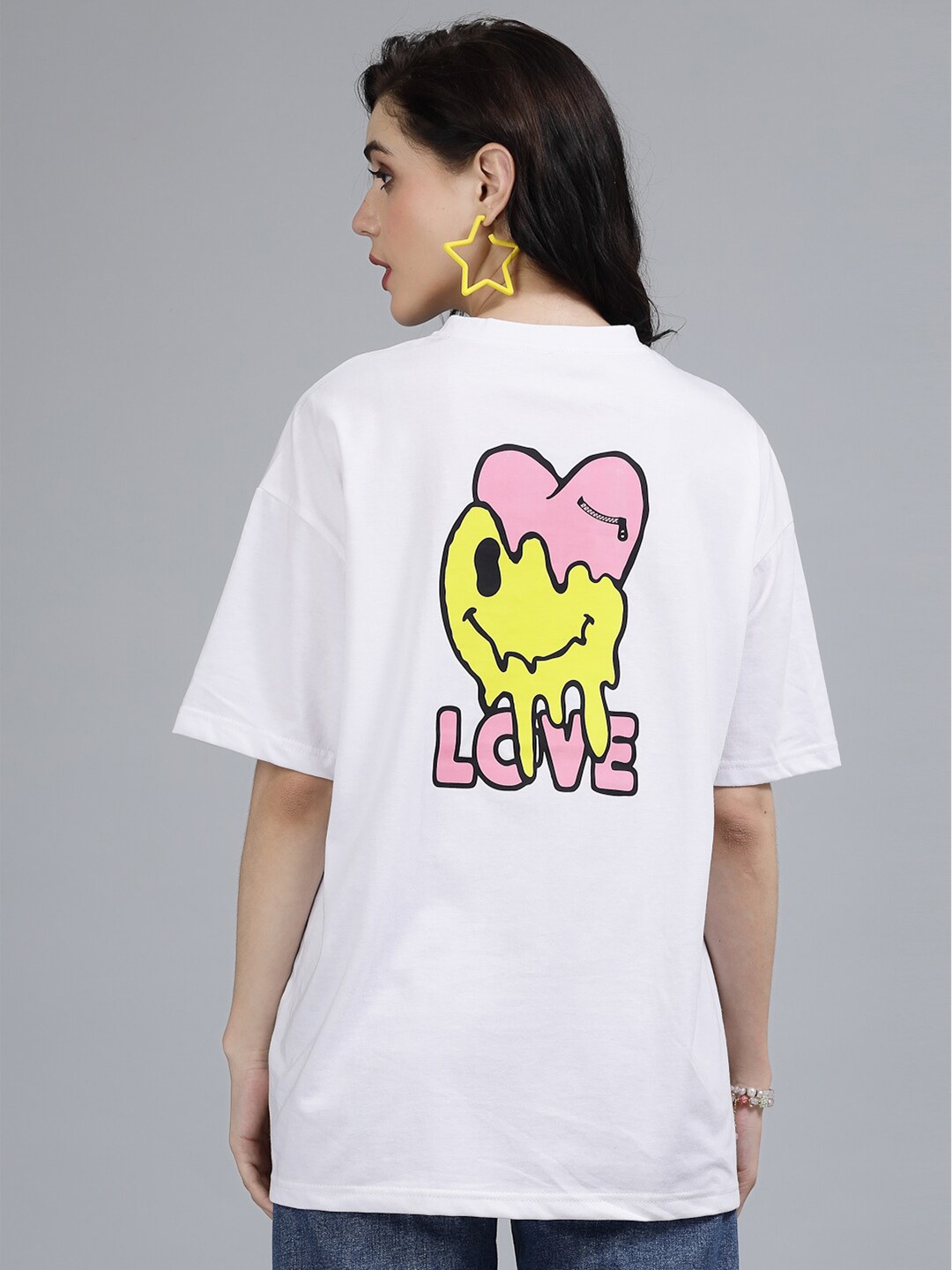 Popster Round Neck Drop-Shoulder Sleeves Graphic Printed Cotton Oversized T-shirt, White
Popster Round Neck Drop-Shoulder Sleeves Graphic Printed Cotton Oversized T-shirt, White
