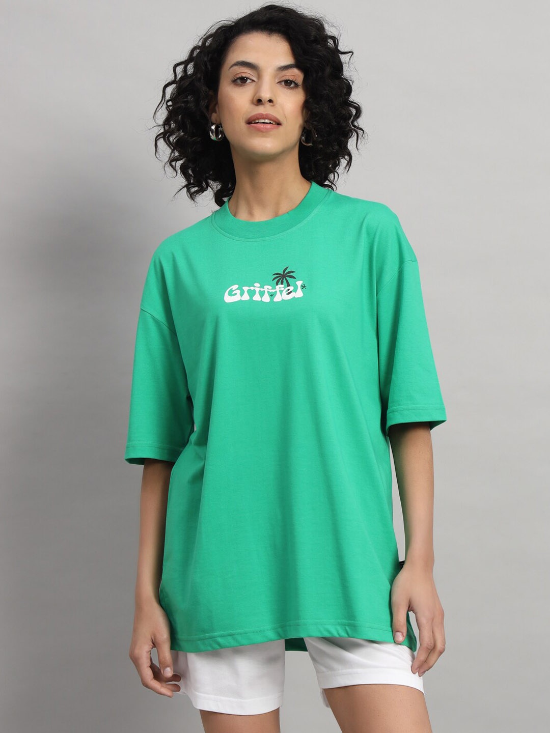 GRIFFEL Typography Printed Pure Cotton Oversized T-Shirt & Flared Shorts Co-Ords, Green
GRIFFEL Typography Printed Pure Cotton Oversized T-Shirt & Flared Shorts Co-Ords, Green
