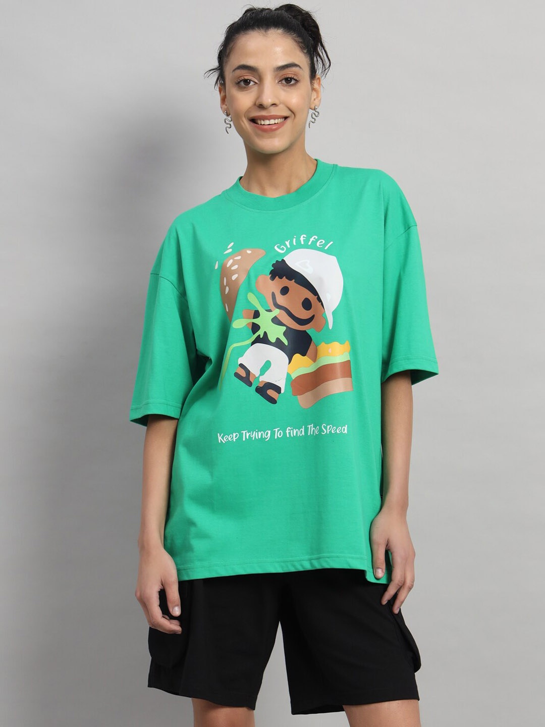 GRIFFEL Graphic Printed Pure Cotton Oversized T-Shirt & Mid-Rise Shorts Co-Ords, Green
GRIFFEL Graphic Printed Pure Cotton Oversized T-Shirt & Mid-Rise Shorts Co-Ords, Green