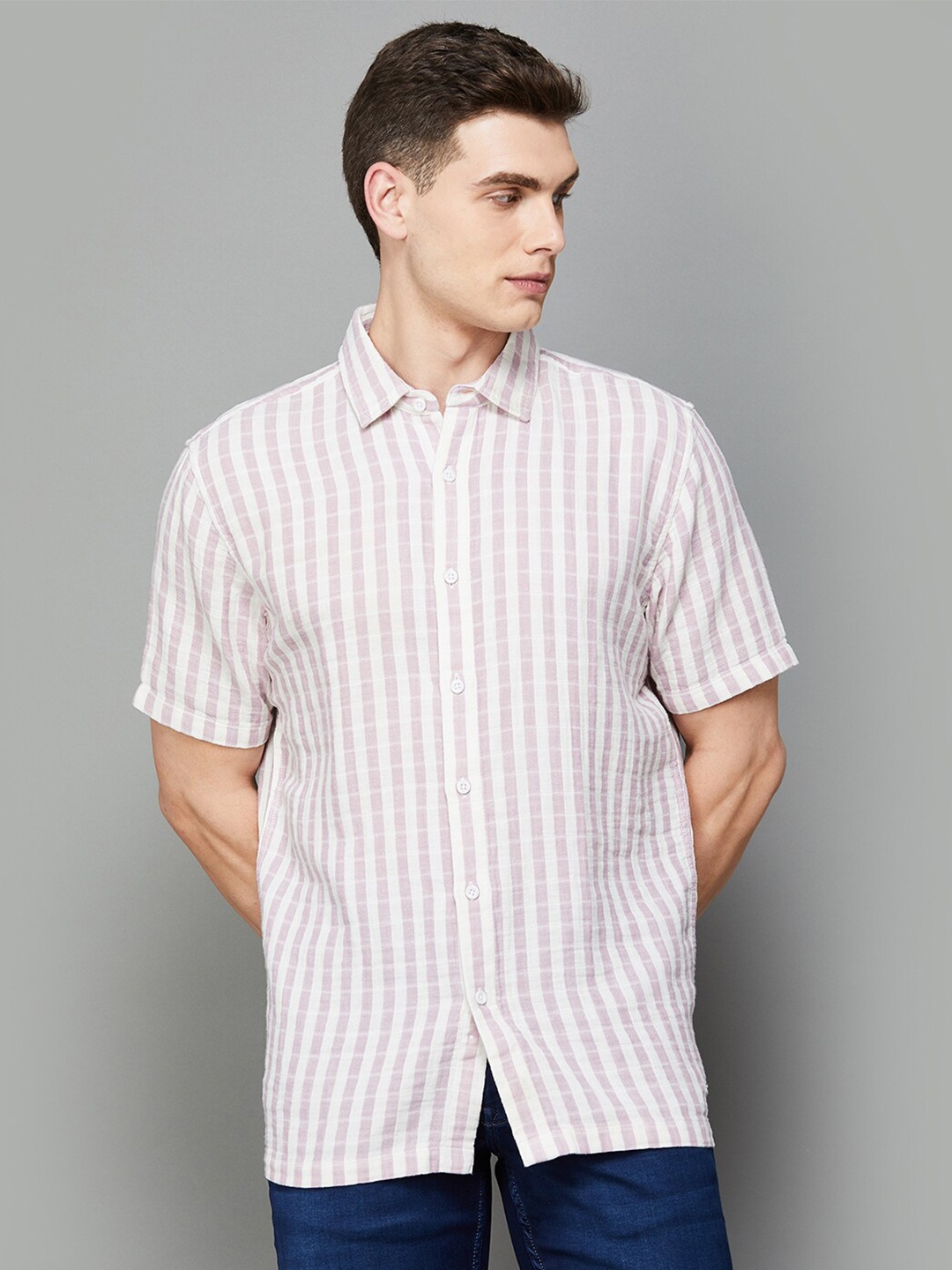 Forca by Lifestyle Striped Spread Collar Short Sleeves Cotton Casual Shirt, White
Forca by Lifestyle Striped Spread Collar Short Sleeves Cotton Casual Shirt, White