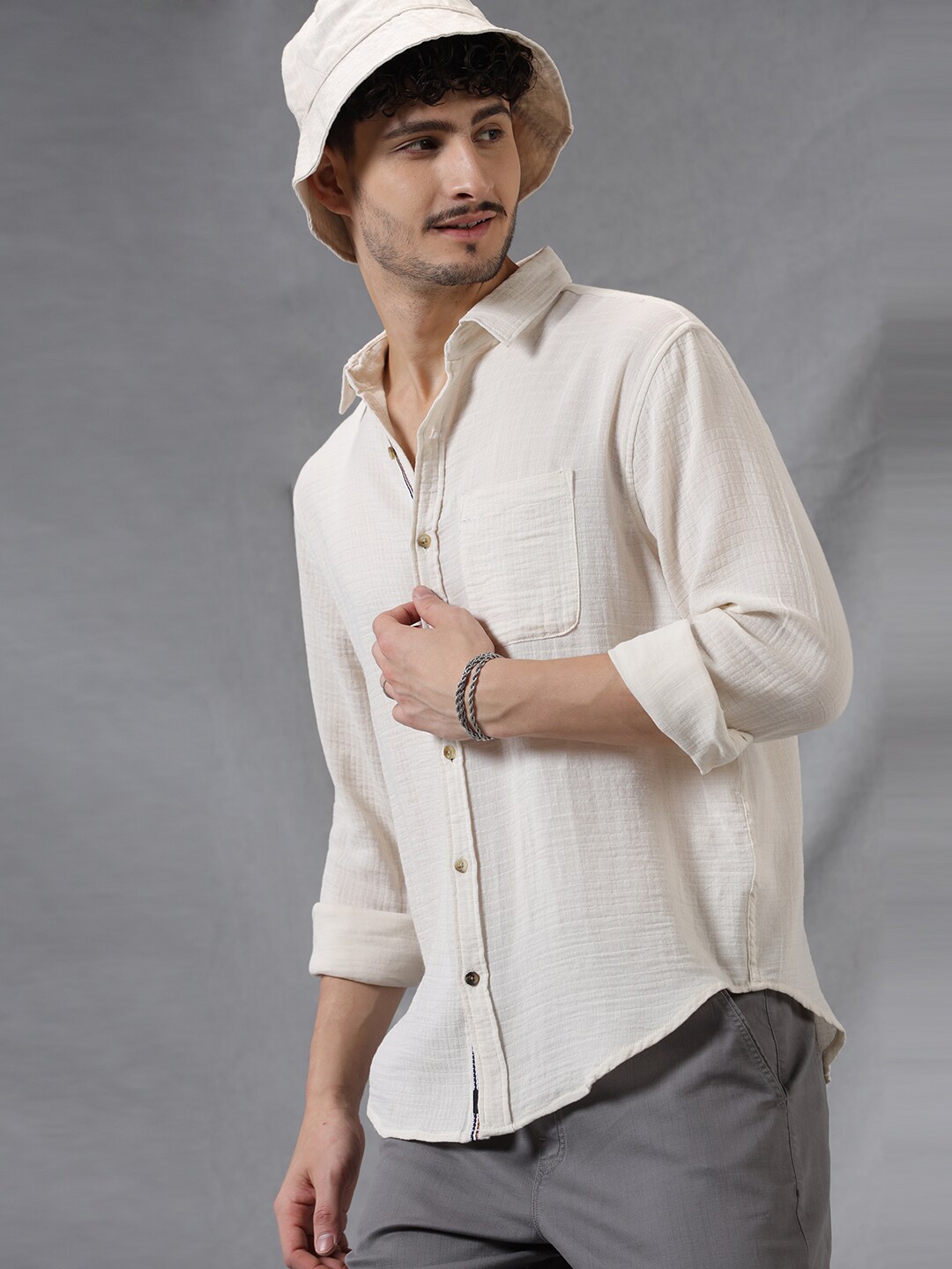 WROGN Comfort Self Design Spread Collar Long Sleeves Regular Fit Casual Shirt, Off white
WROGN Comfort Self Design Spread Collar Long Sleeves Regular Fit Casual Shirt, Off white