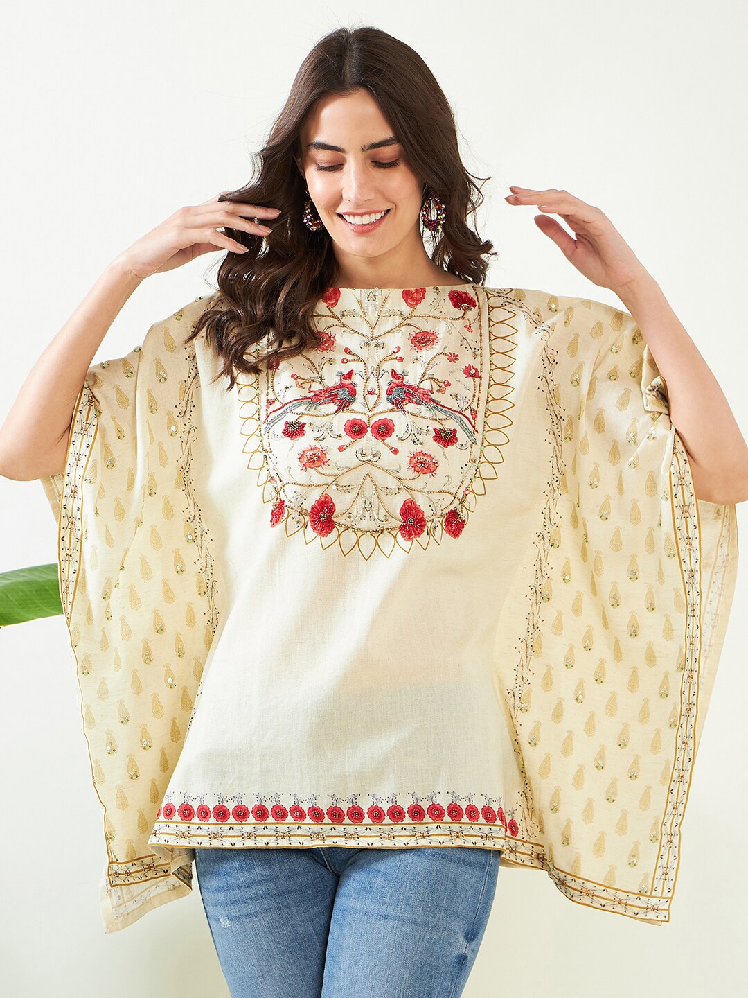 The Kaftan Company Ethnic Motifs Embroidered Beads & Stones Linen Kaftan Kurti, Cream
The Kaftan Company Ethnic Motifs Embroidered Beads & Stones Linen Kaftan Kurti, Cream