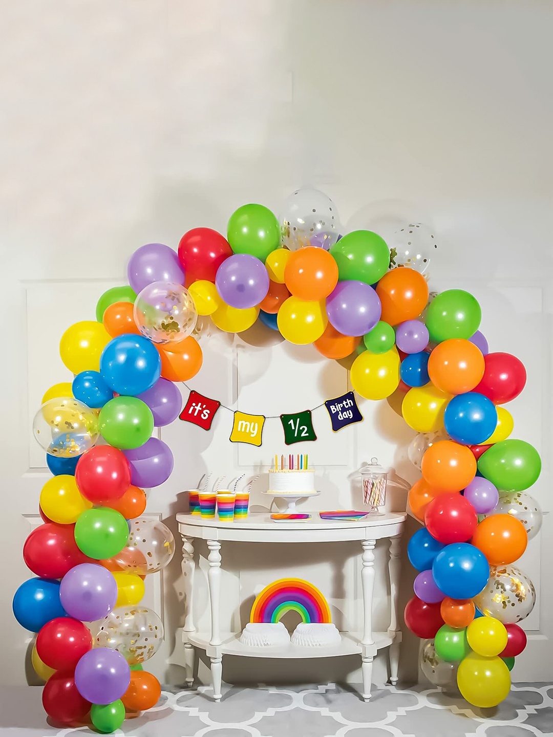 Special You Purple & Yellow 68 Pieces Rainbow Theme Half Happy Birthday Decoration, Red
Special You Purple & Yellow 68 Pieces Rainbow Theme Half Happy Birthday Decoration, Red