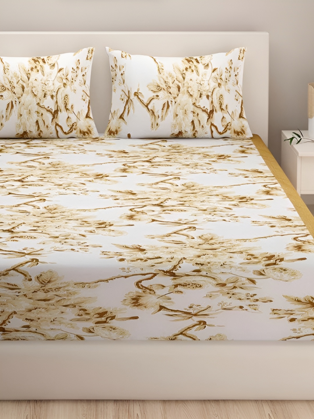 Innovative Edge Gold Toned Floral Cotton 160 TC Fitted King Bedsheet with 2 Pillow Covers
Innovative Edge Gold Toned Floral Cotton 160 TC Fitted King Bedsheet with 2 Pillow Covers