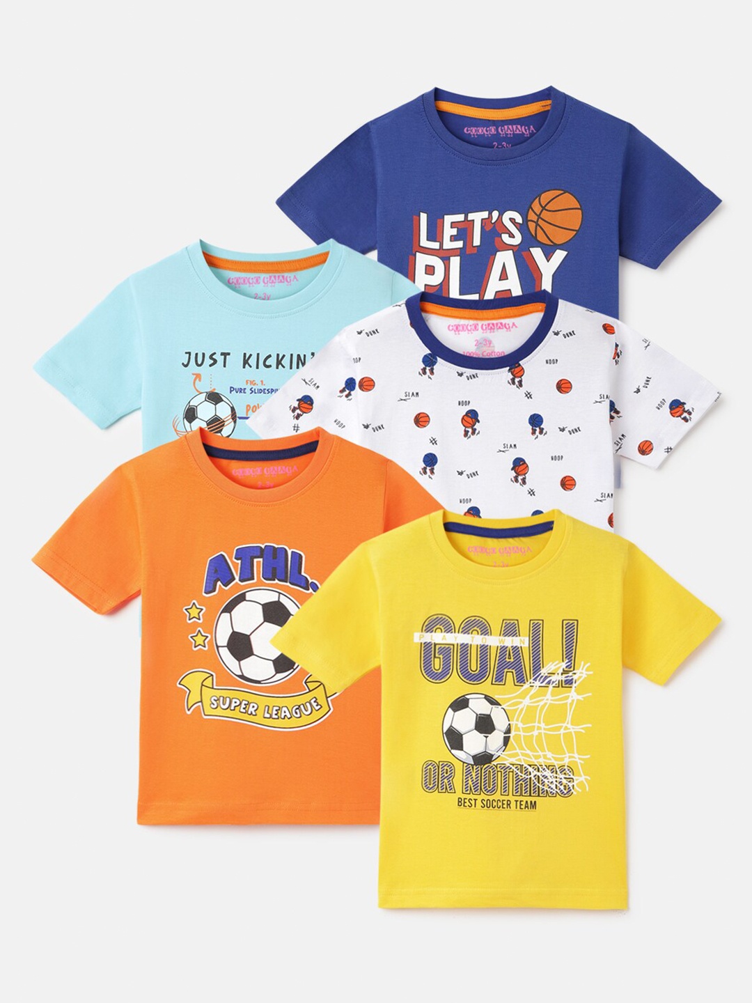 Googo Gaaga Boys Pack Of 5 Typography Printed Short Sleeves Round Neck Cotton T-shirt, Blue
Googo Gaaga Boys Pack Of 5 Typography Printed Short Sleeves Round Neck Cotton T-shirt, Blue