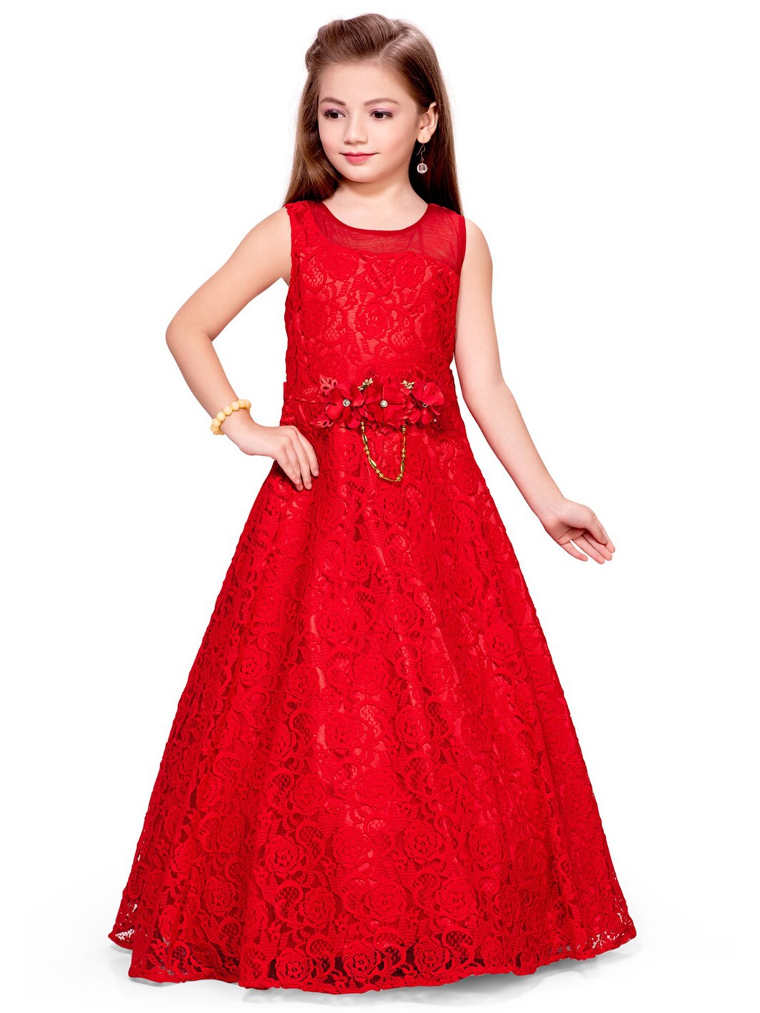 Doodle Girls Self Design Lace Round Neck Sleeveless Fit & Flare Maxi Party Dress, Red
Doodle Girls Self Design Lace Round Neck Sleeveless Fit & Flare Maxi Party Dress, Red