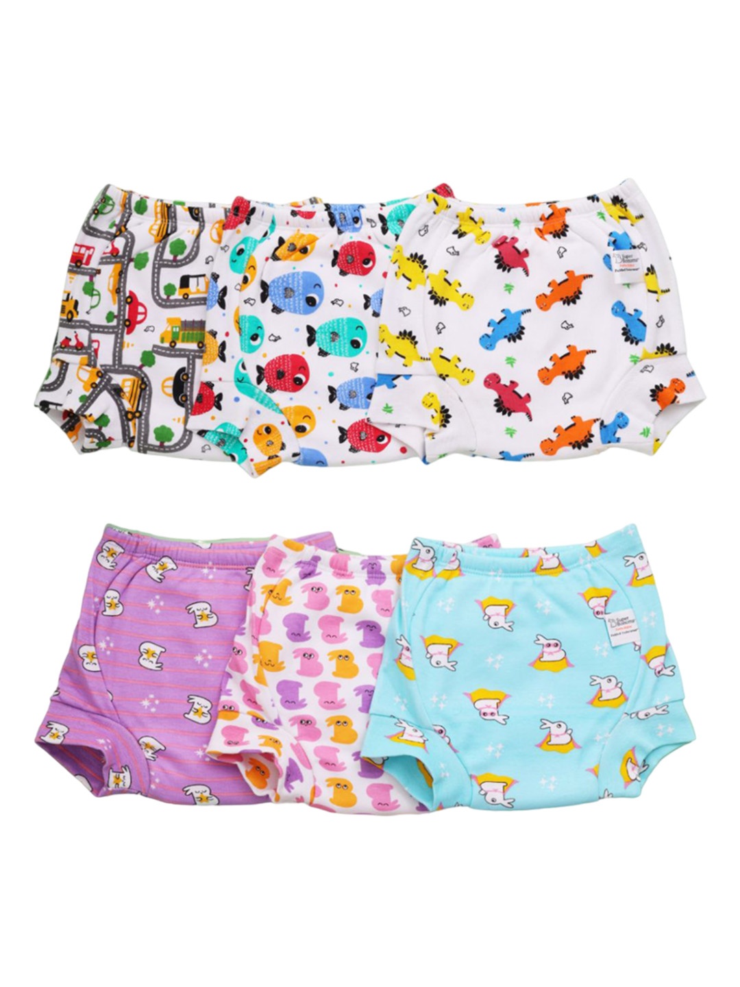 SuperBottoms Set of 6 Super DryFeel Layer Pure Cotton Padded Potty Training Underwear, Multi
SuperBottoms Set of 6 Super DryFeel Layer Pure Cotton Padded Potty Training Underwear, Multi