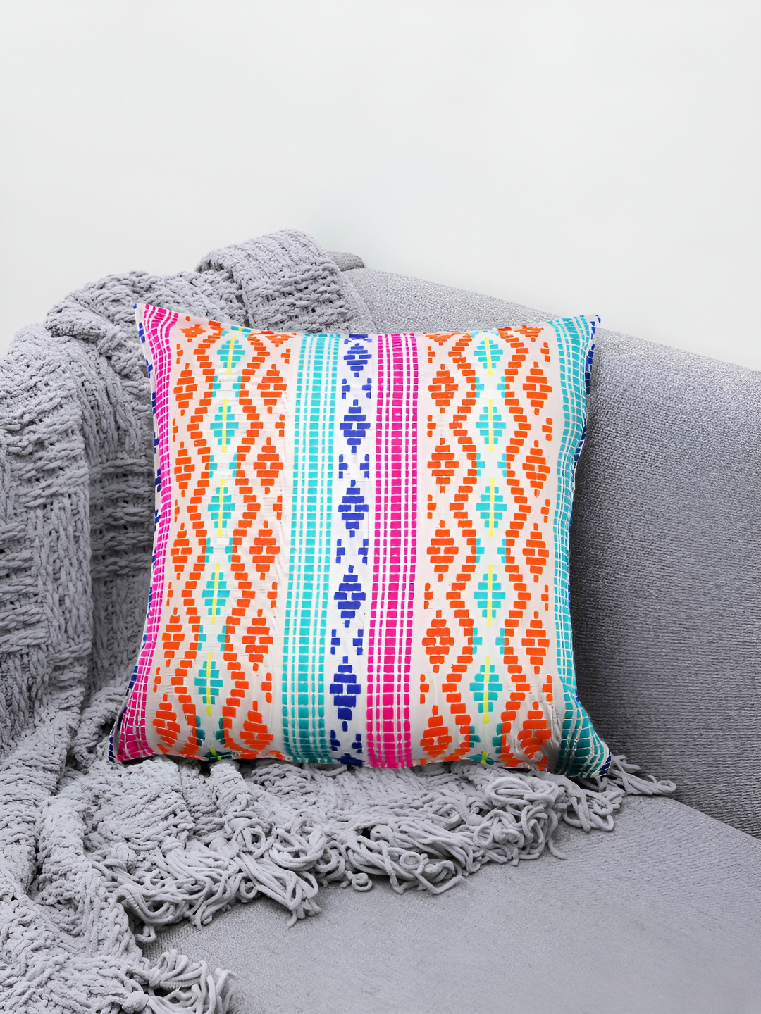 Fashionhub White & Blue Geometric Square Textured Cotton Cushion Covers
Fashionhub White & Blue Geometric Square Textured Cotton Cushion Covers