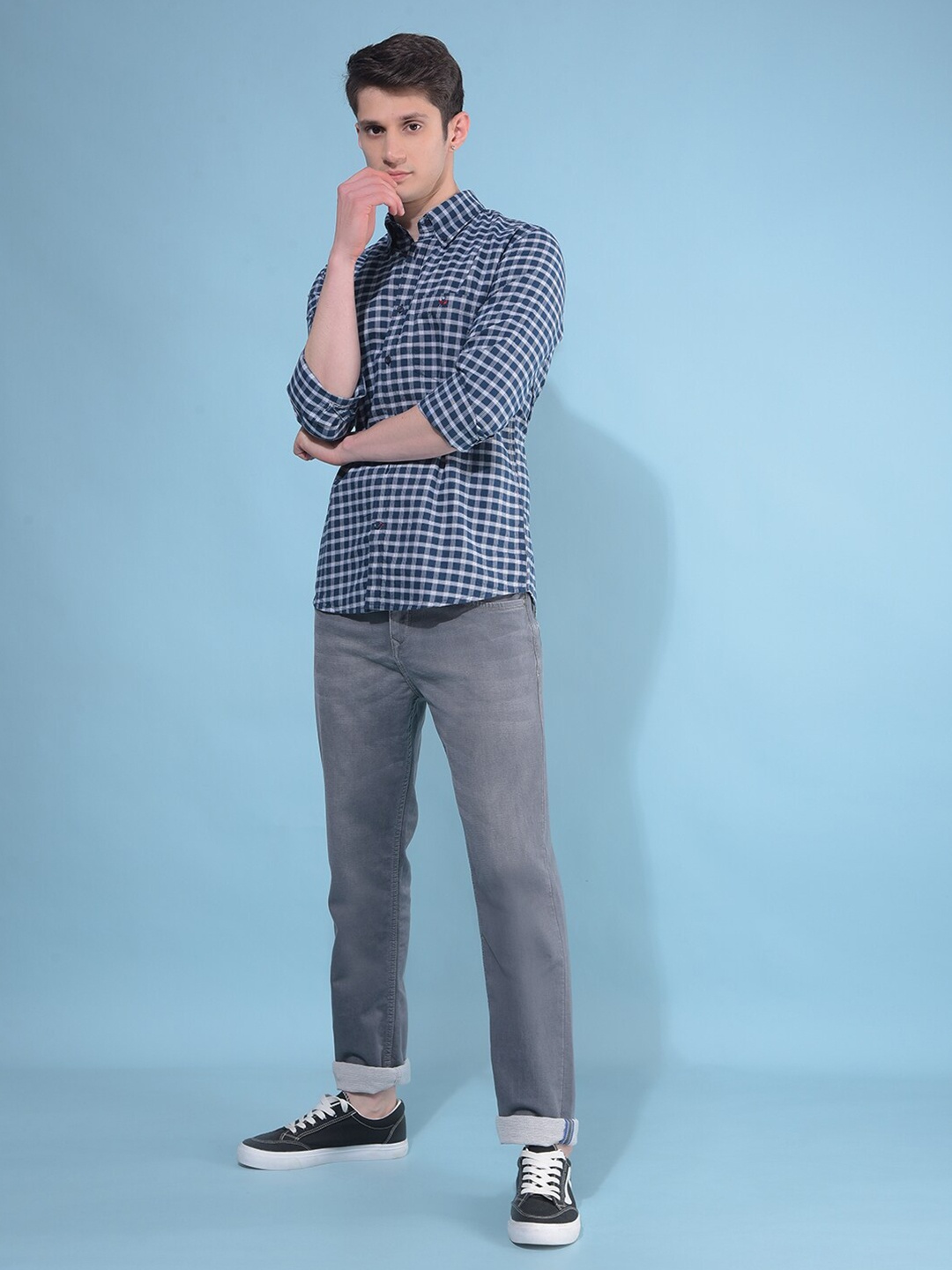 Crimsoune Club Classic Slim Fit Gingham Checks Opaque Cotton Casual Shirt, Blue
Crimsoune Club Classic Slim Fit Gingham Checks Opaque Cotton Casual Shirt, Blue