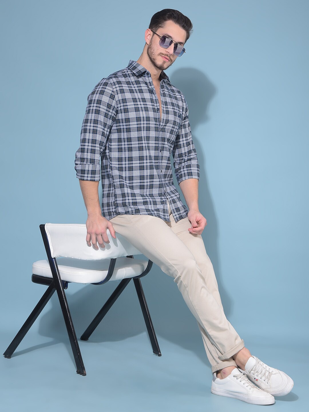 Crimsoune Club Classic Checked Spread Collar Cotton Curved Slim Fit Casual Shirt, Blue
Crimsoune Club Classic Checked Spread Collar Cotton Curved Slim Fit Casual Shirt, Blue