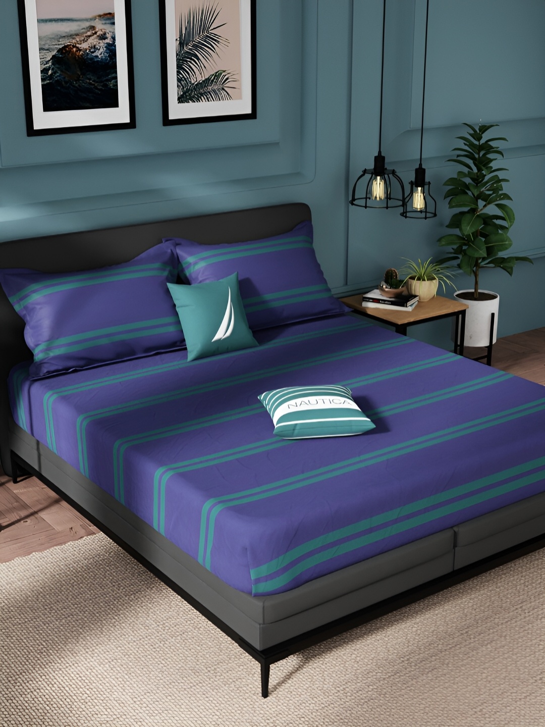 Nautica Green & Blue Geometric Pure Cotton 150 TC King Bedsheet With 2 Pillow Covers
Nautica Green & Blue Geometric Pure Cotton 150 TC King Bedsheet With 2 Pillow Covers