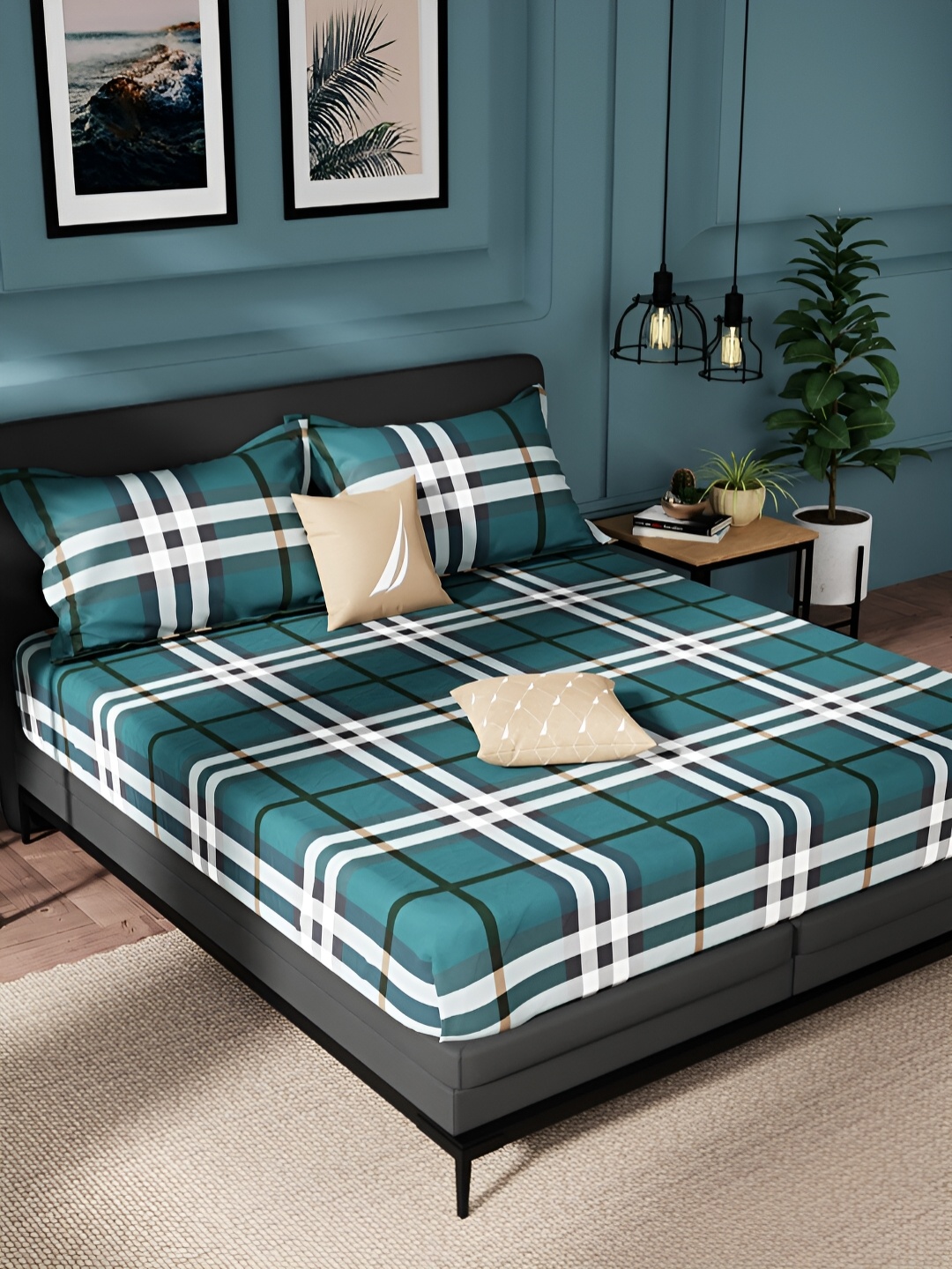 Nautica Green & White Geometric Pure Cotton 150 TC King Bedsheet With 2 Pillow Covers
Nautica Green & White Geometric Pure Cotton 150 TC King Bedsheet With 2 Pillow Covers