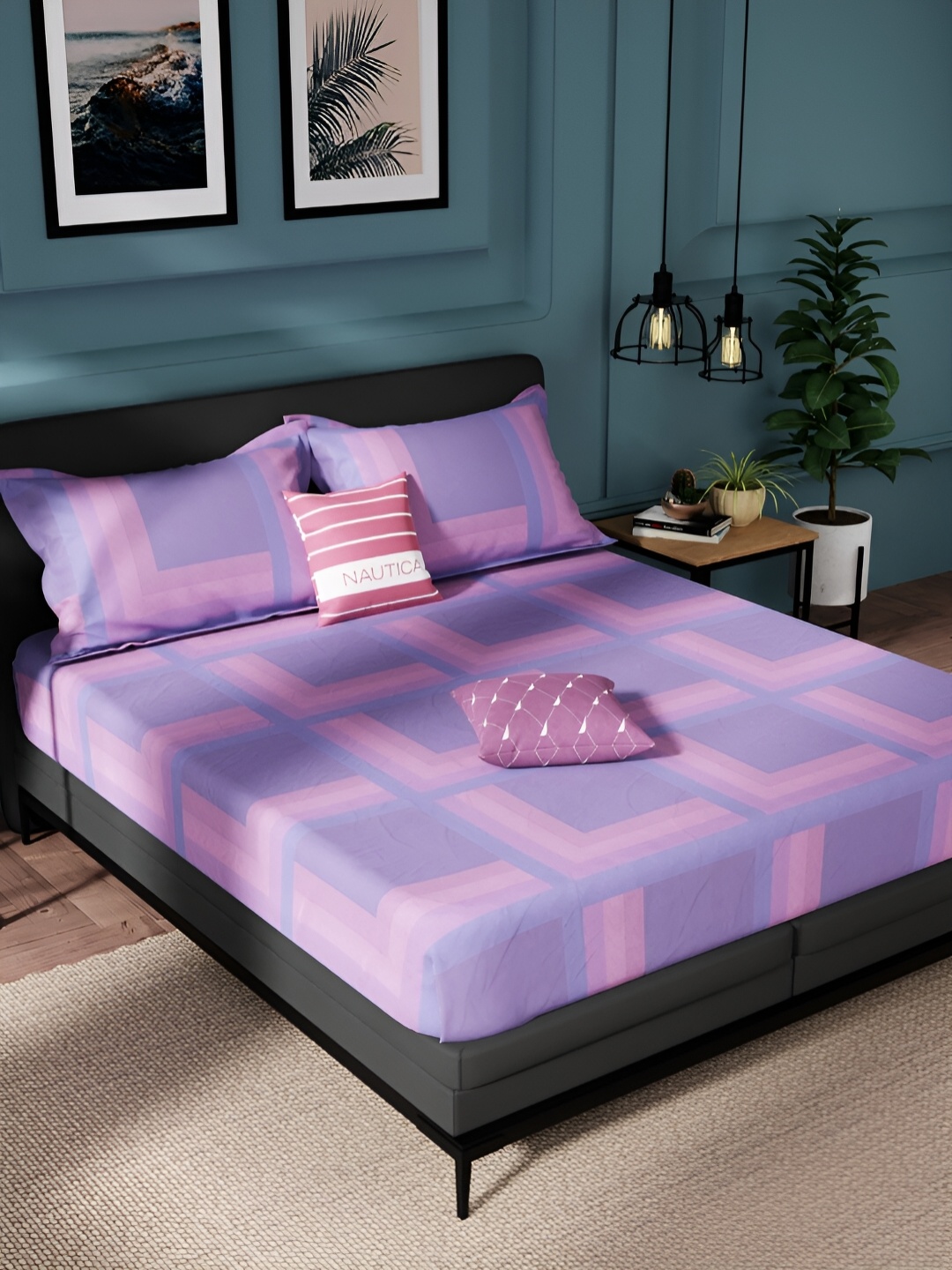 Nautica Purple & Pink Geometric Pure Cotton 150 TC King Bedsheet With 2 Pillow Covers
Nautica Purple & Pink Geometric Pure Cotton 150 TC King Bedsheet With 2 Pillow Covers