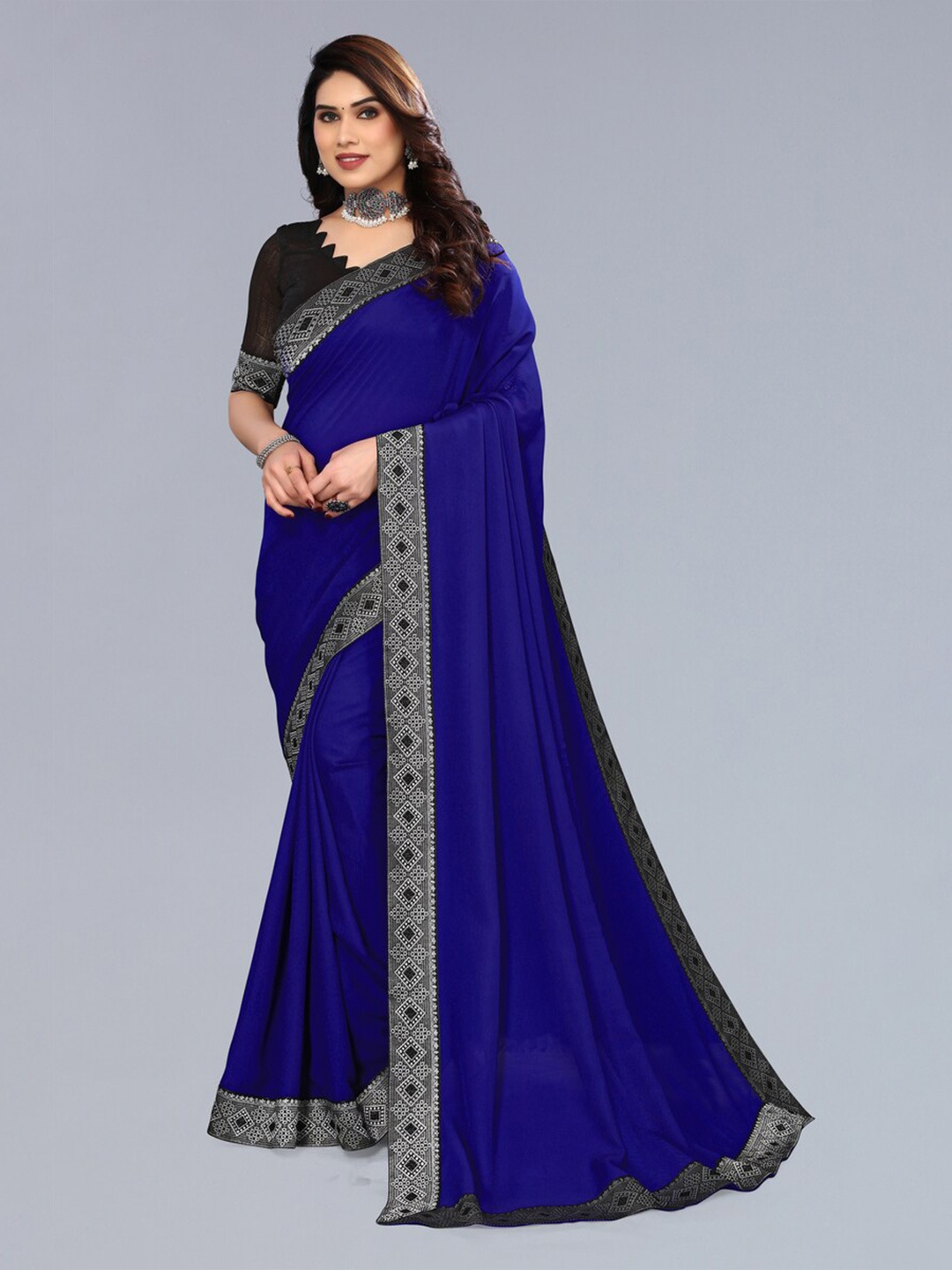 ANAND SAREES Saree With Blouse Piece, Blue