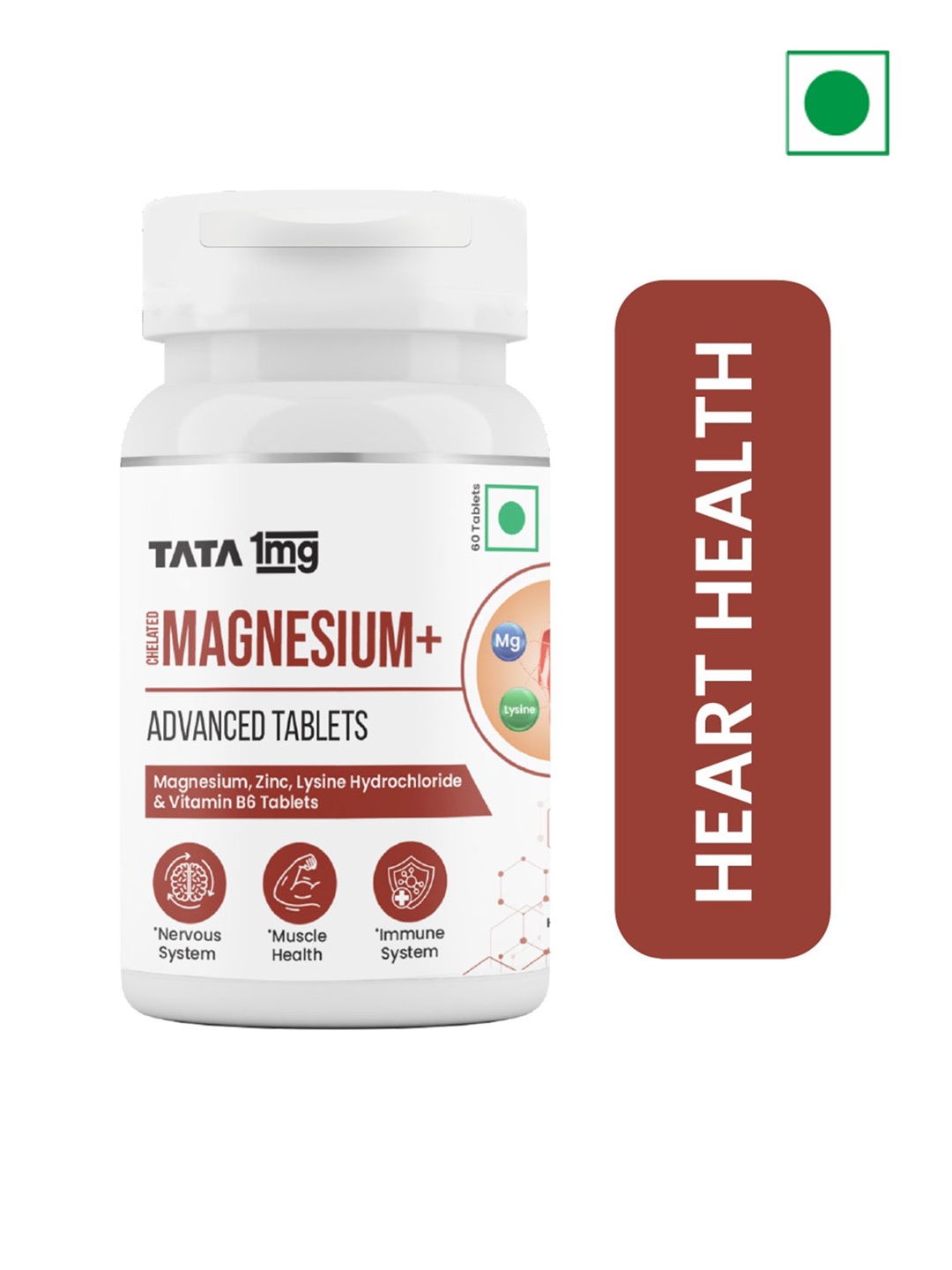 TATA Heart Health & Neuromuscular System 1MG Chelated Magnesium+ Advanced Tablet - 60 Nos, White
TATA Heart Health & Neuromuscular System 1MG Chelated Magnesium+ Advanced Tablet - 60 Nos, White