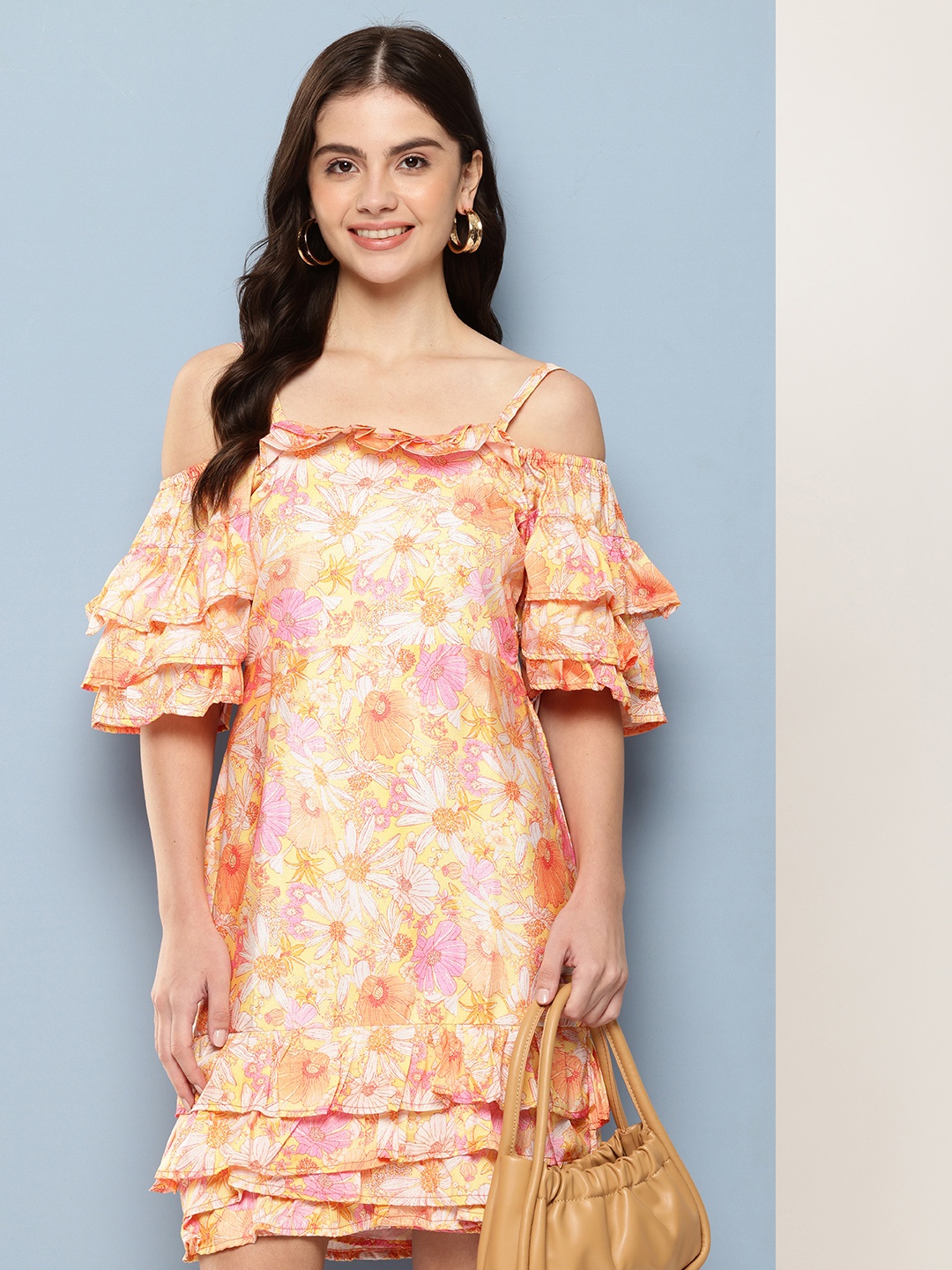 Nesha India Floral Print Off-Shoulder Bell Sleeves Ruffled Crepe A-Line Dress, Yellow
Nesha India Floral Print Off-Shoulder Bell Sleeves Ruffled Crepe A-Line Dress, Yellow