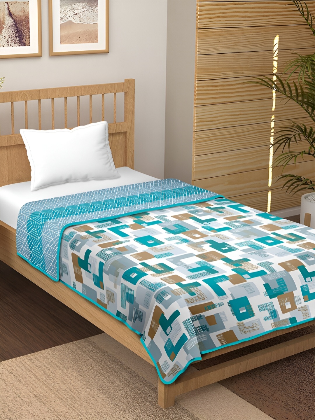 CHICERY Turquoise Blue & White Geometric 210 GSM Pure Cotton AC Room Single Bed Dohar
CHICERY Turquoise Blue & White Geometric 210 GSM Pure Cotton AC Room Single Bed Dohar