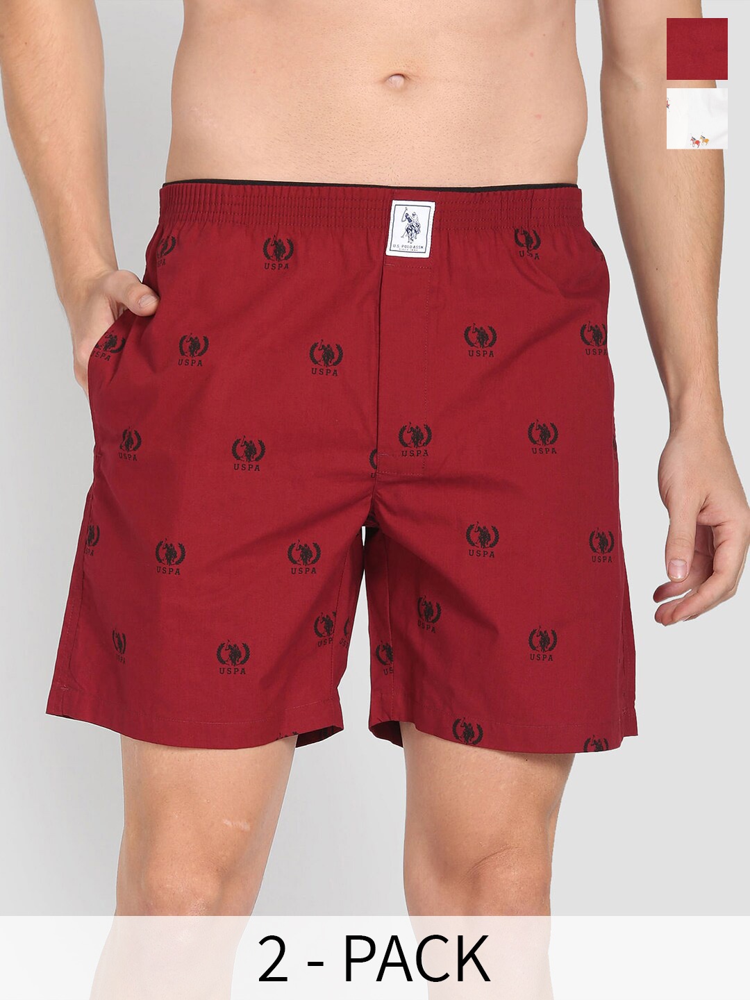 U.S. Polo Assn. Men Pack Of 2 Conversational Printed Cotton Boxers 26077948-1-26077946, Red
U.S. Polo Assn. Men Pack Of 2 Conversational Printed Cotton Boxers 26077948-1-26077946, Red