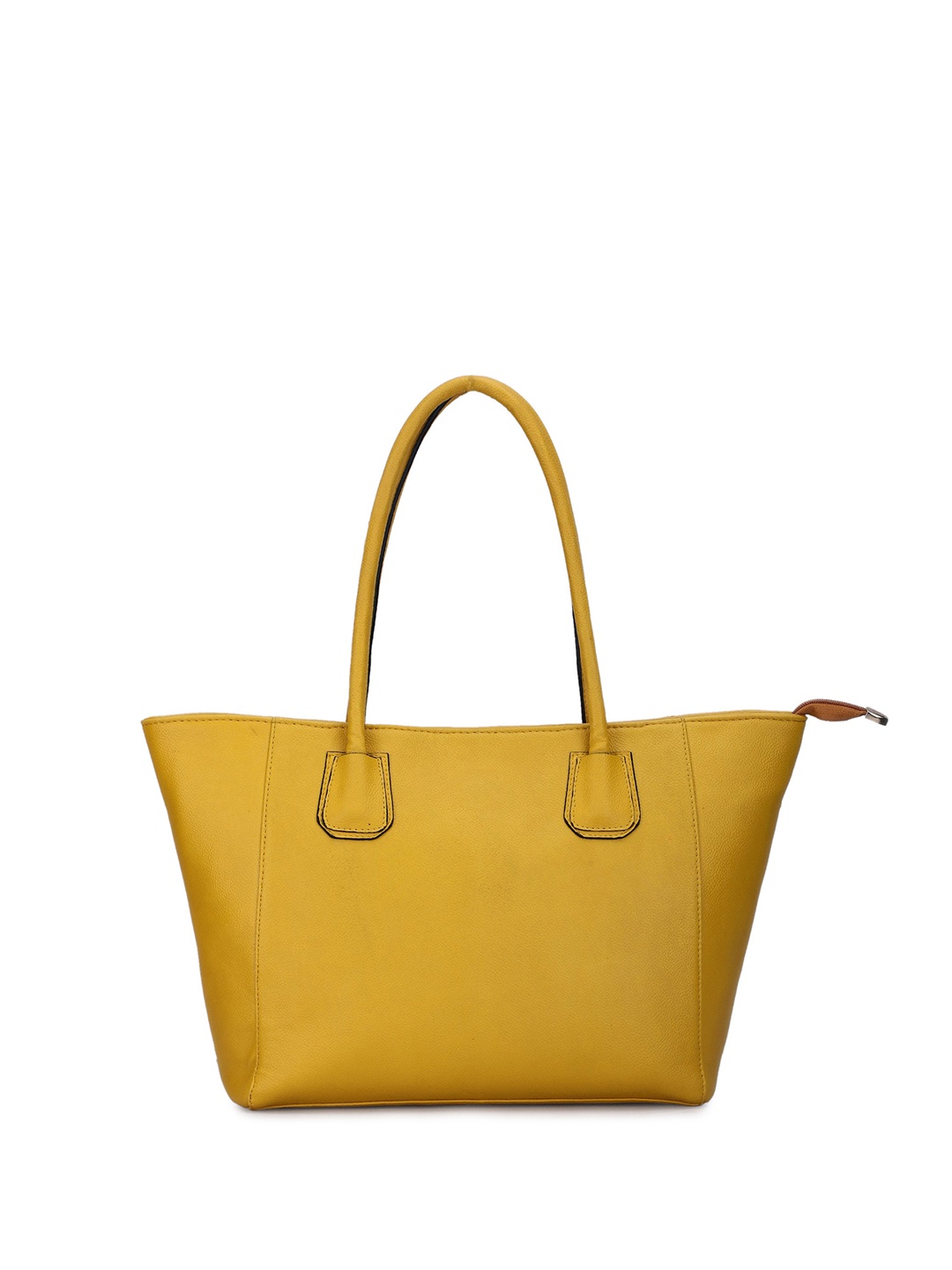 LA ELLORE Leather Oversized Structured Handheld Bag, Yellow