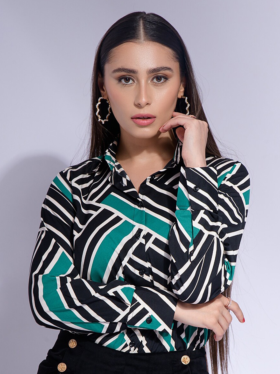 GARDEN PARTY Abstract Print Georgette Abstract Opaque Shirt Collar Casual Top, Green
GARDEN PARTY Abstract Print Georgette Abstract Opaque Shirt Collar Casual Top, Green