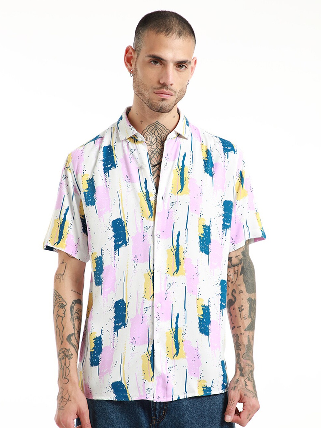 Banana Club Slim Fit Abstract Printed Spread Collar Short Sleeves Casual Shirt, Pink
Banana Club Slim Fit Abstract Printed Spread Collar Short Sleeves Casual Shirt, Pink