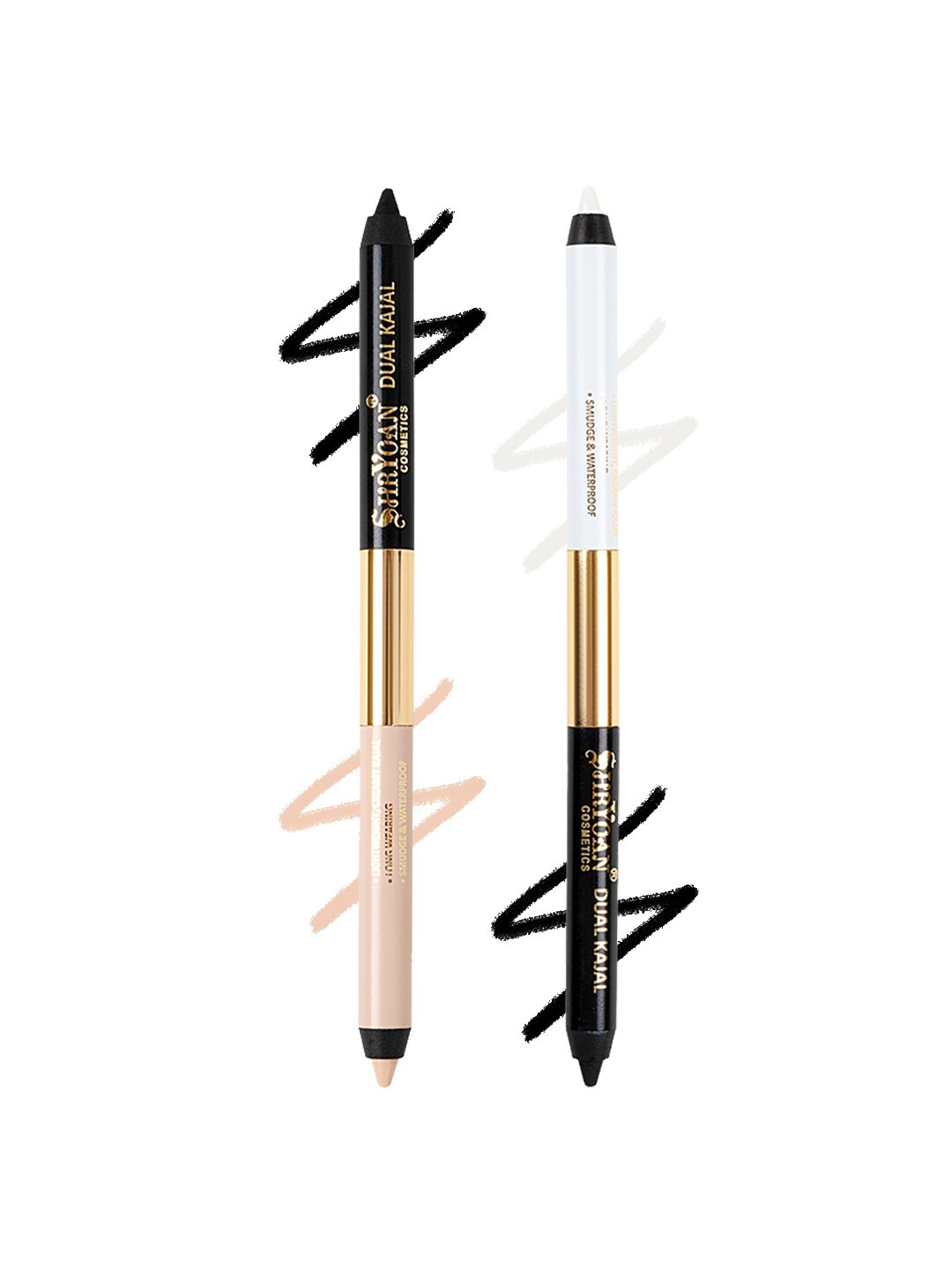 SHRYOAN Set Of 2 Dual Waterproof Kajal With Sharpener-1.35gEach-Black & White-Black & Nude
SHRYOAN Set Of 2 Dual Waterproof Kajal With Sharpener-1.35gEach-Black & White-Black & Nude