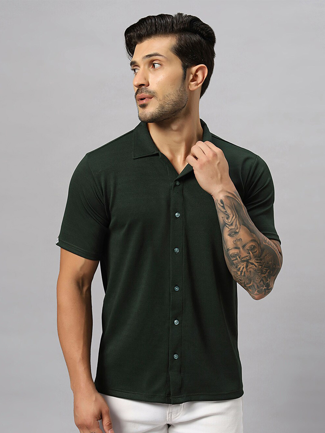 N AND J Relaxed Spread Collar Cotton Casual Shirt, Green 
N AND J Relaxed Spread Collar Cotton Casual Shirt, Green