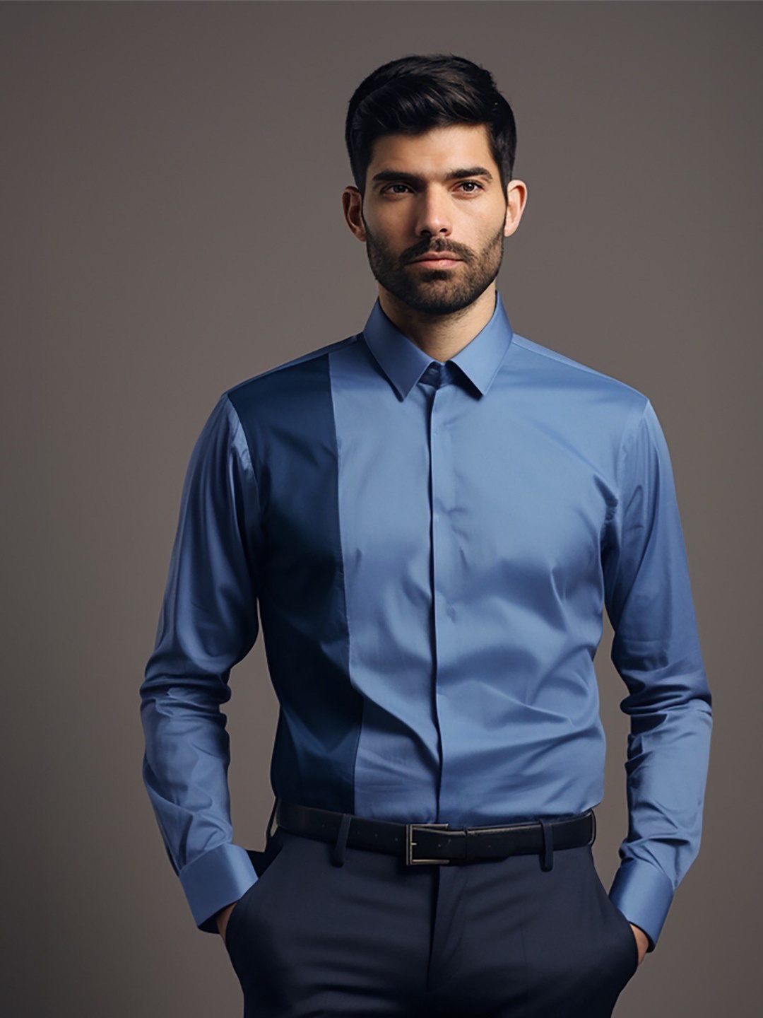 HE SPOKE Men Smart Tailored Fit Colourblocked Spread Collar Twill Cotton Formal Shirt, Blue
HE SPOKE Men Smart Tailored Fit Colourblocked Spread Collar Twill Cotton Formal Shirt, Blue