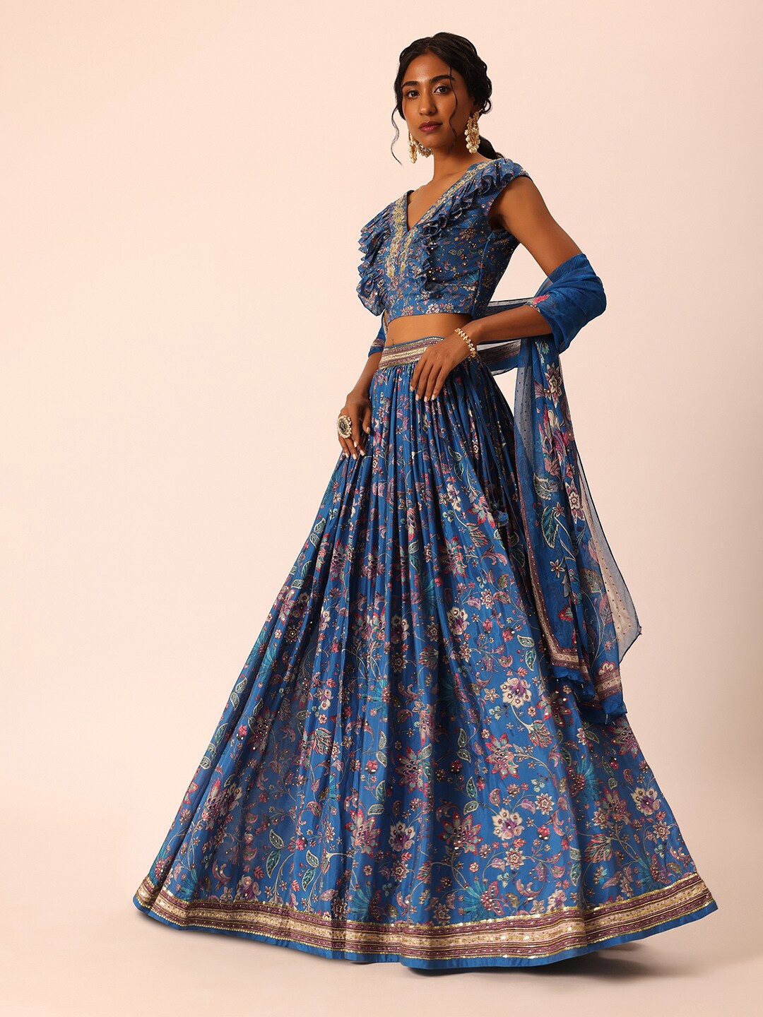 KALKI Fashion Floral Printed Thread Work Silk Ready to Wear Lehenga & Blouse With Dupatta, Blue
KALKI Fashion Floral Printed Thread Work Silk Ready to Wear Lehenga & Blouse With Dupatta, Blue
