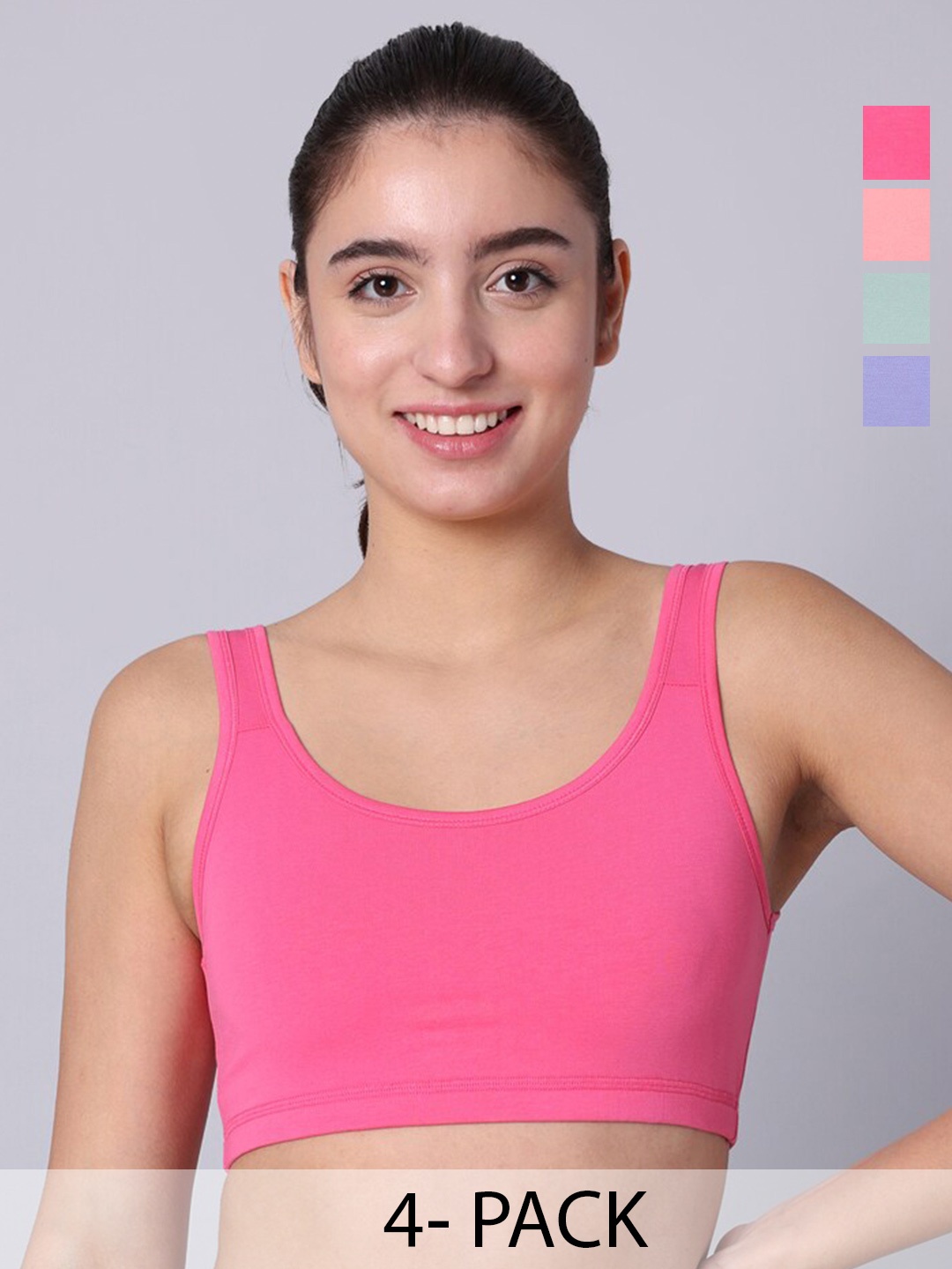 Sillysally Pack of 4 Full Coverage Non Padded Workout Bras With All Day Comfort, Pink
Sillysally Pack of 4 Full Coverage Non Padded Workout Bras With All Day Comfort, Pink
