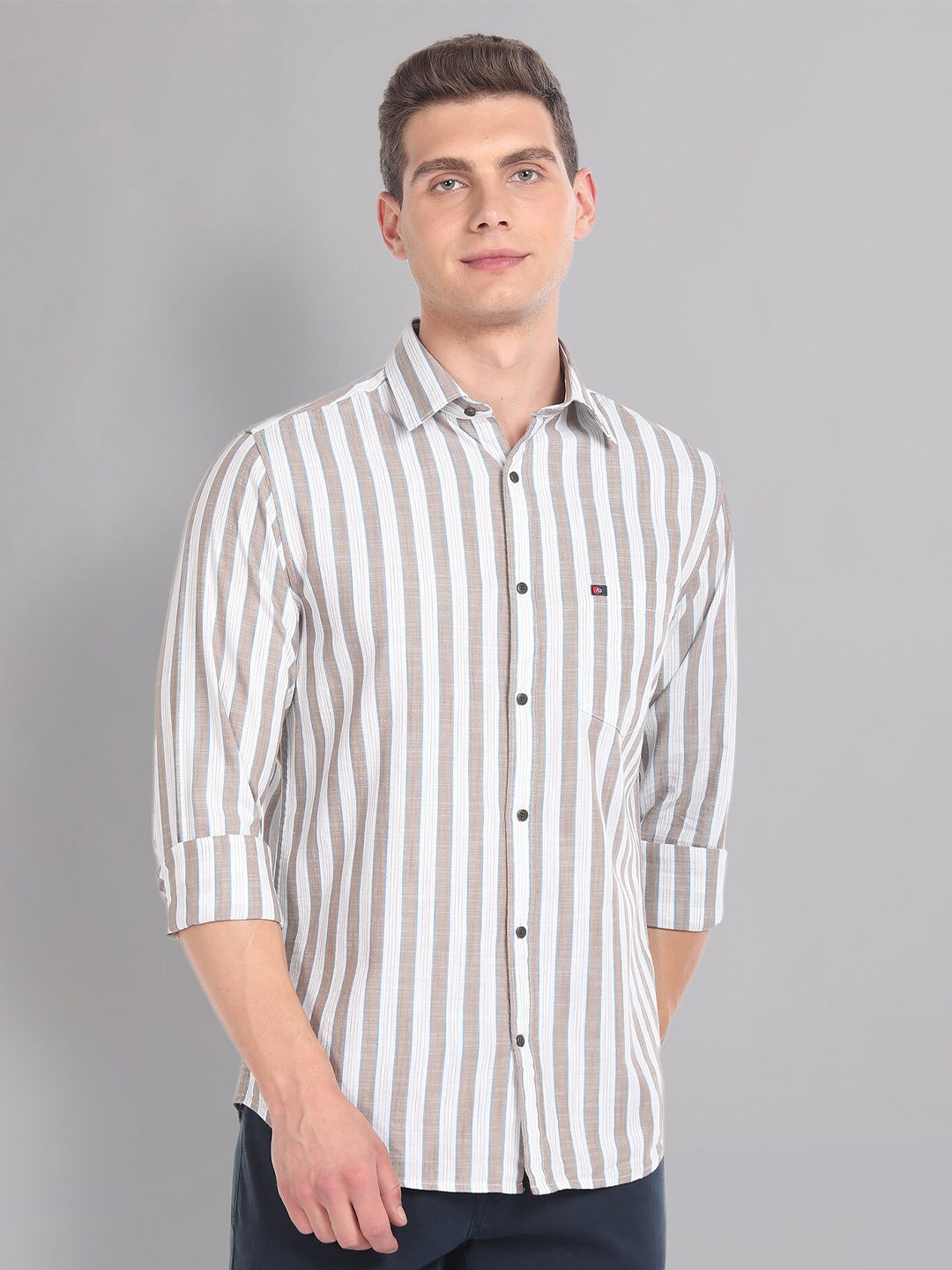 AD By Arvind Slim Fit Vertical Stripes Spread Collar Long Sleeves Cotton Casual Shirt, Beige
AD By Arvind Slim Fit Vertical Stripes Spread Collar Long Sleeves Cotton Casual Shirt, Beige