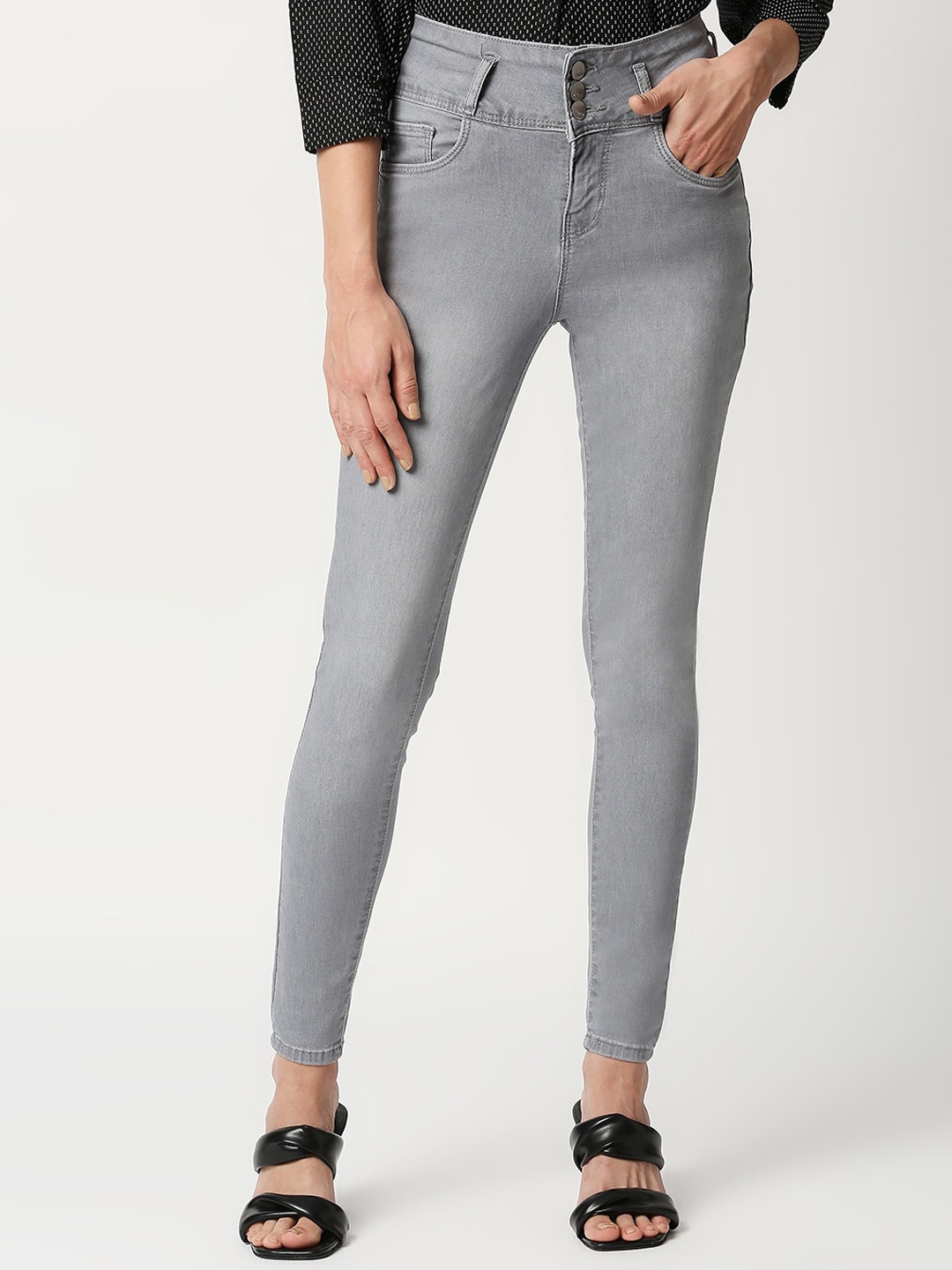 Kraus Jeans Women Clean Look Skinny Fit High-Rise Stretchable Jeans, Grey
Kraus Jeans Women Clean Look Skinny Fit High-Rise Stretchable Jeans, Grey
