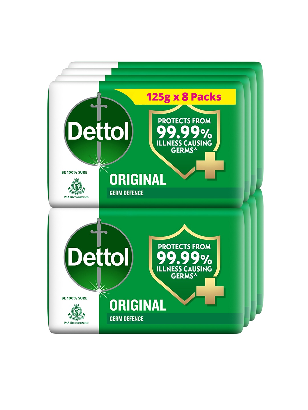 Dettol Set Of 8 Original Germ Defence Bathing Bar Soap To Protect From Germs - 125g Each, Green
Dettol Set Of 8 Original Germ Defence Bathing Bar Soap To Protect From Germs - 125g Each, Green