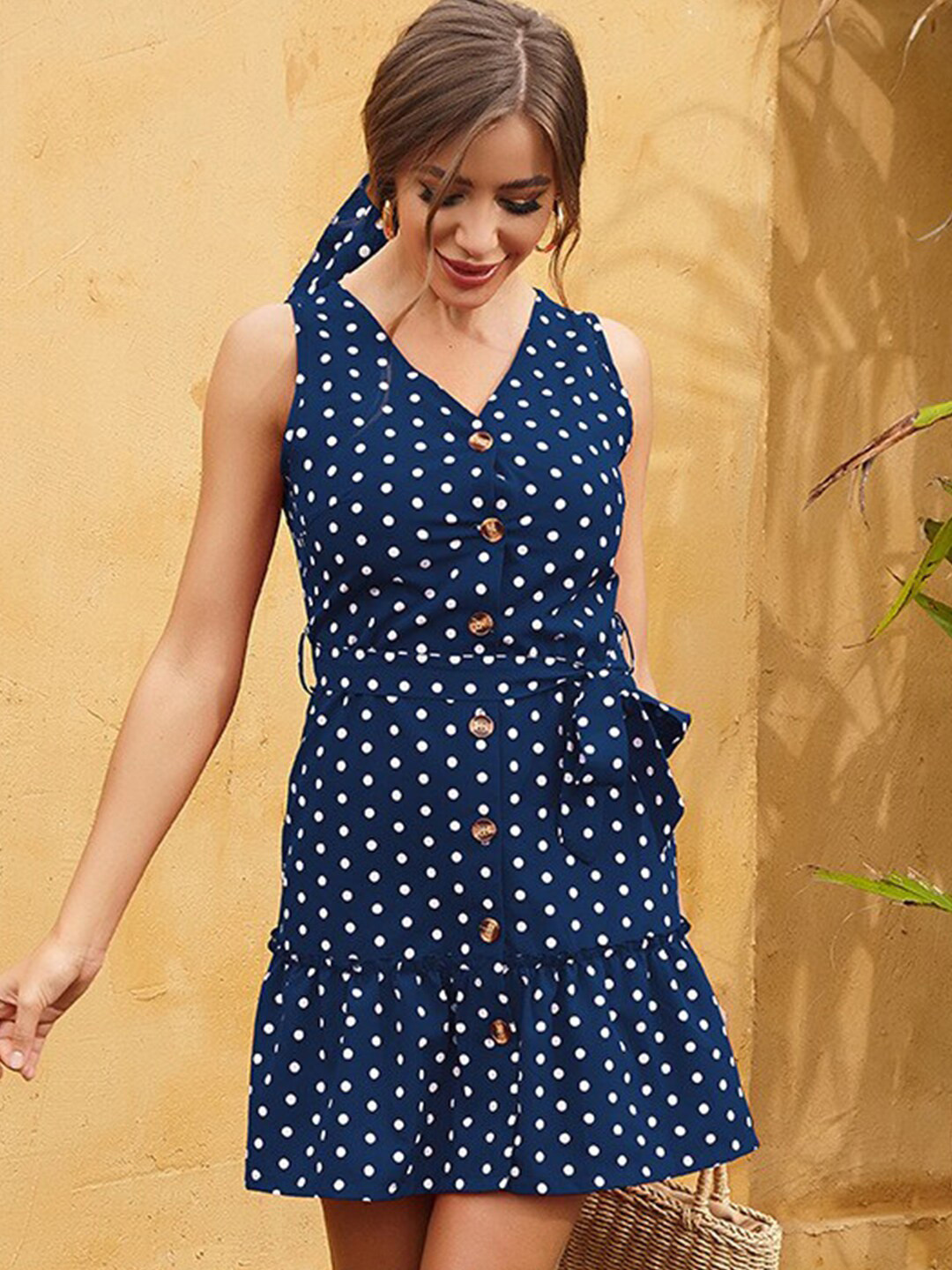 StyleCast x Revolte Polka Dot Print A-Line Mini Dress, Blue 
StyleCast x Revolte Polka Dot Print A-Line Mini Dress, Blue