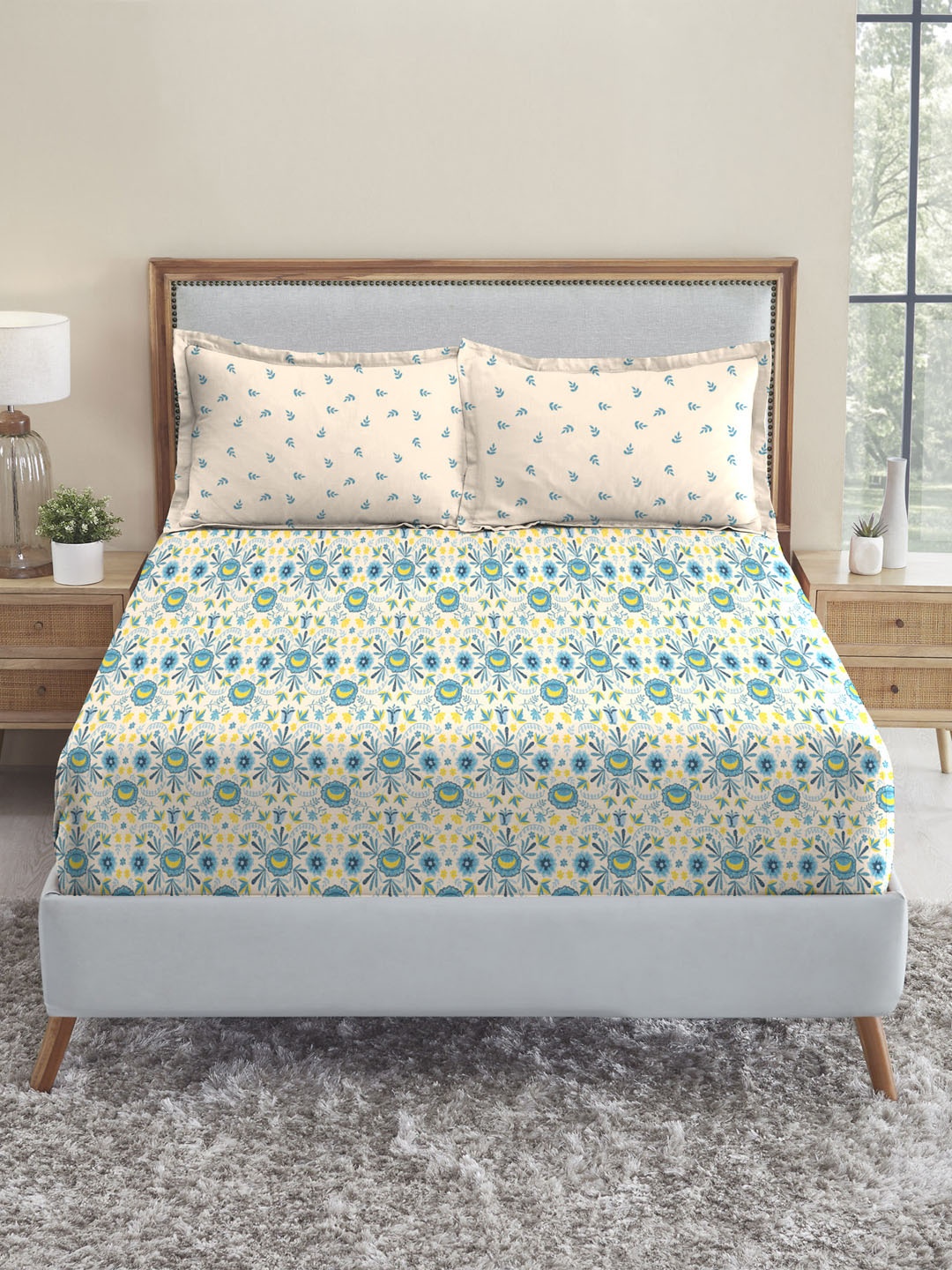 MYTRIDENT Bahar Earth Lover Collection Flat 144TC King Cotton Bedsheet Set, Blue
MYTRIDENT Bahar Earth Lover Collection Flat 144TC King Cotton Bedsheet Set, Blue