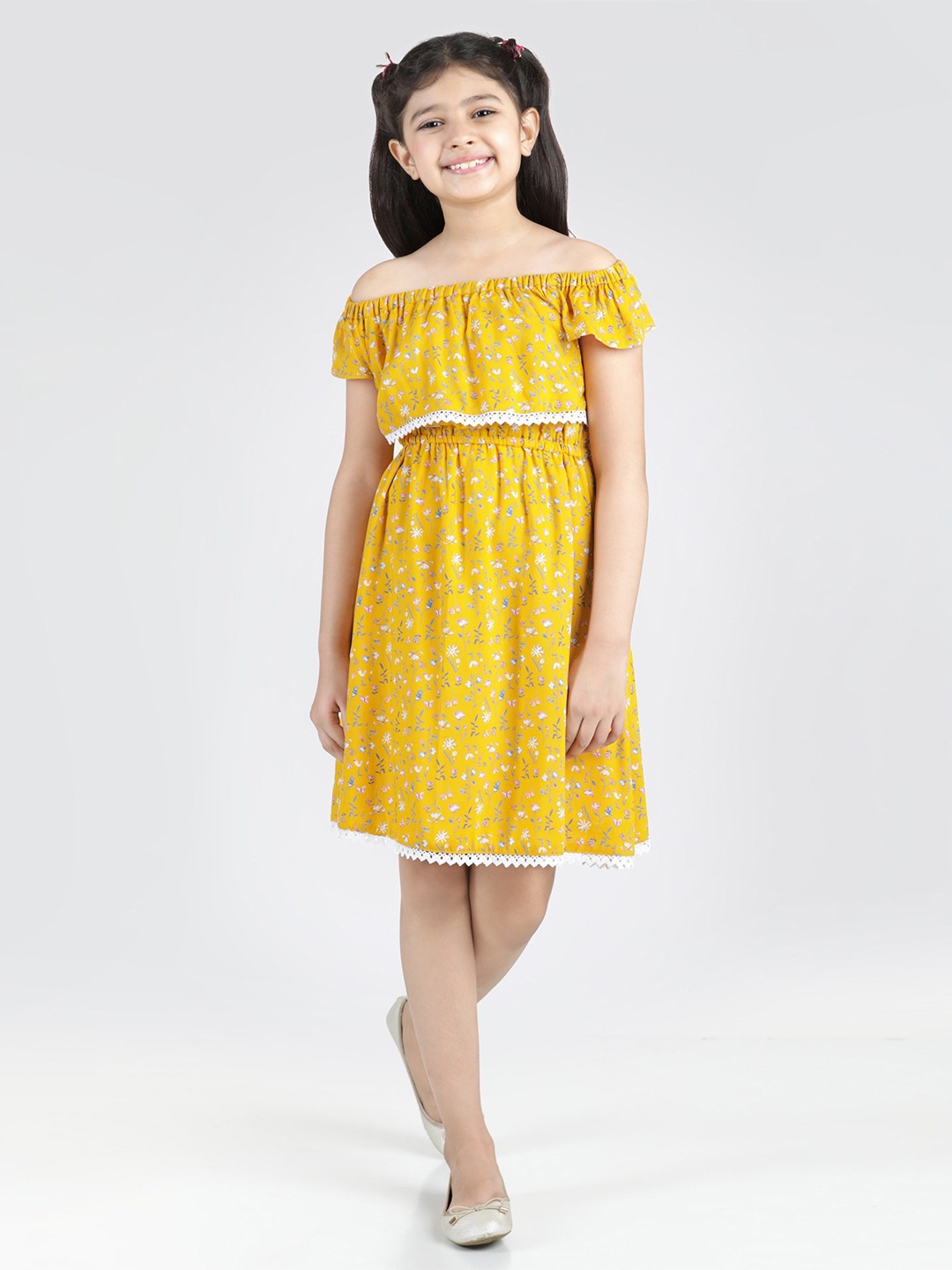 Hola Bonita Girls Floral Printed Flared Off-Shoulder Layered Fit & Flare Dress, Mustard
Hola Bonita Girls Floral Printed Flared Off-Shoulder Layered Fit & Flare Dress, Mustard